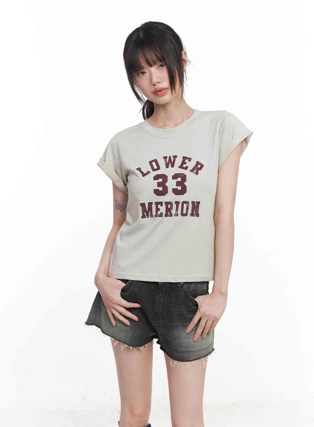 "33" Graphic Cropped Tee CY521 - Image 10