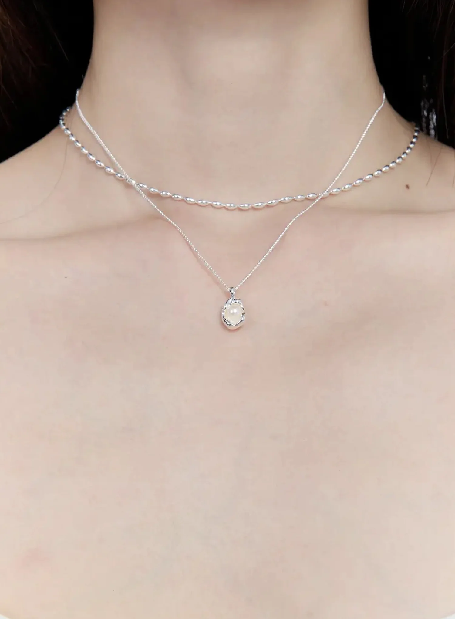 [ACC] Elegant Double Chain Pendant Necklace IG507