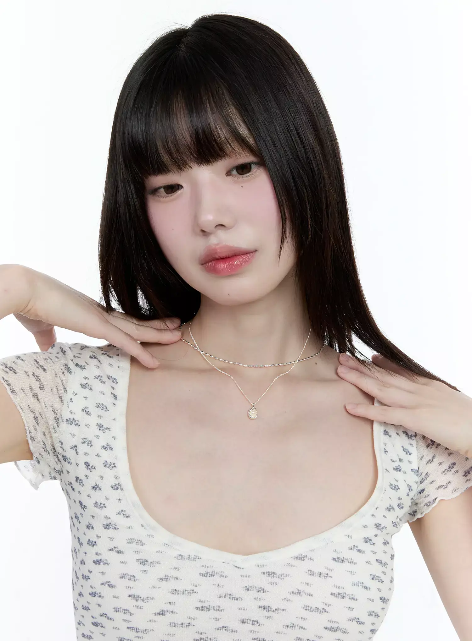 [ACC] Elegant Double Chain Pendant Necklace IG507 - Image 6