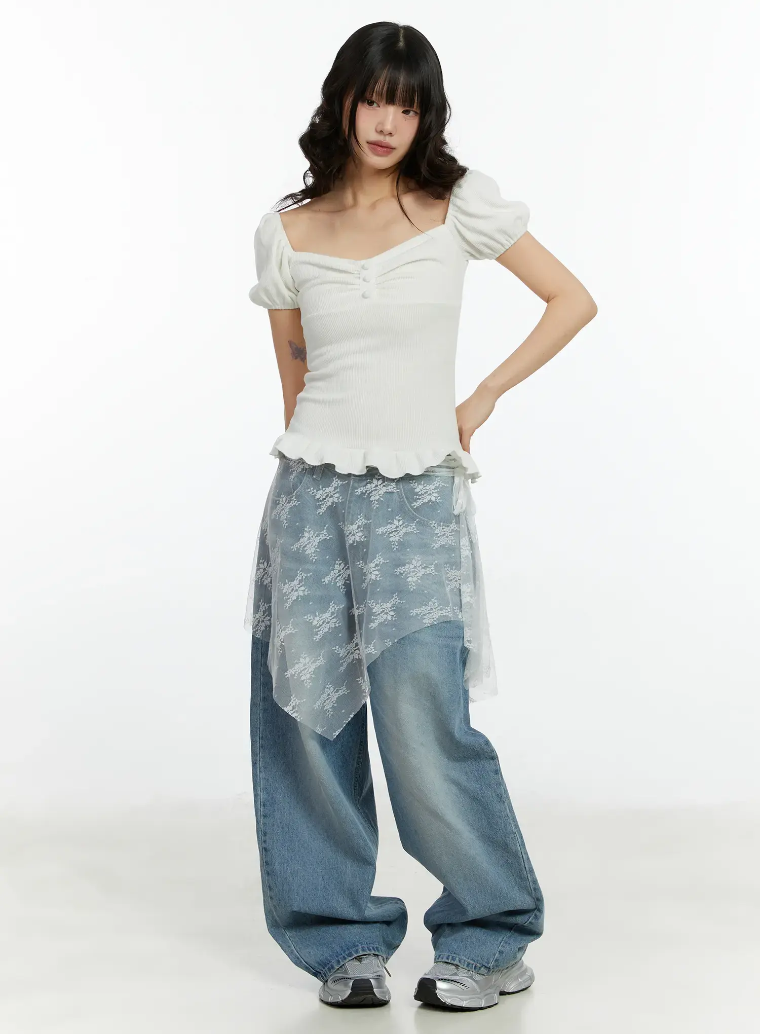Alaiya Washed Baggy Jeans CF510 - Image 2