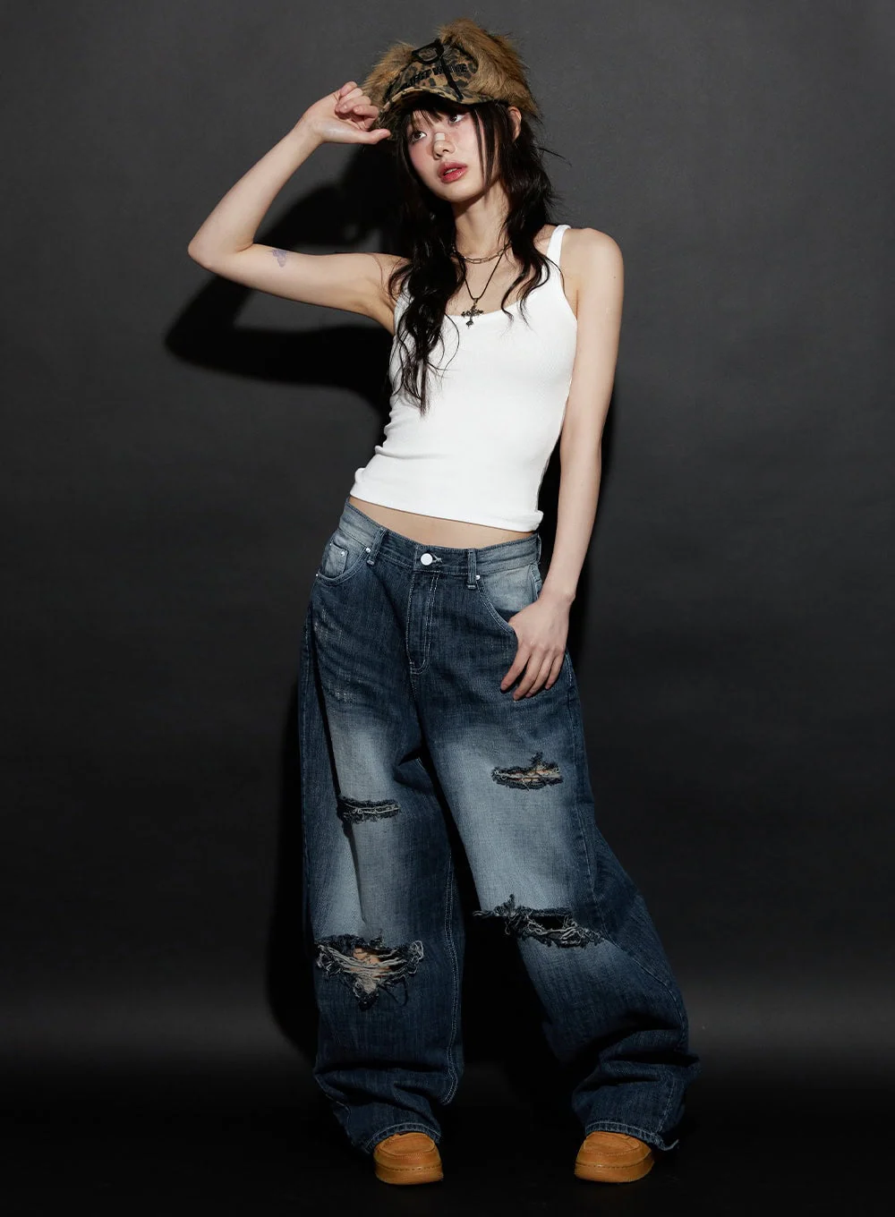 Alison Destroyed Baggy Jeans CJ523 - Image 2