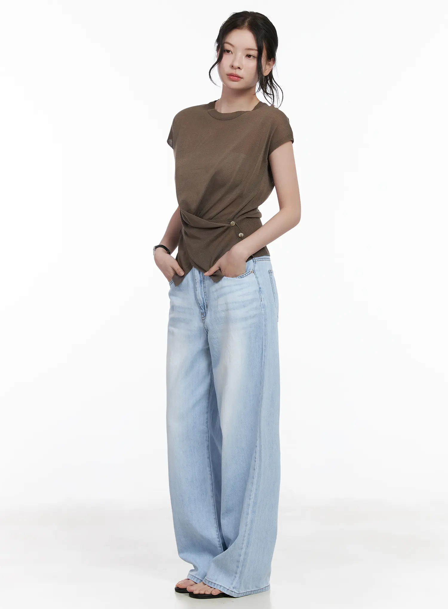 Anastasia Wide Leg Light Wash Jeans CA510 - Image 5