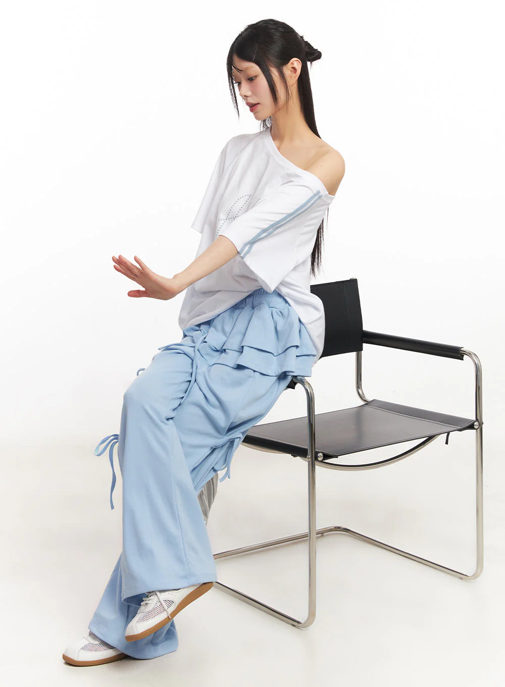 Angel One-Shoulder Stripe T-Shirt IY502 - Image 14