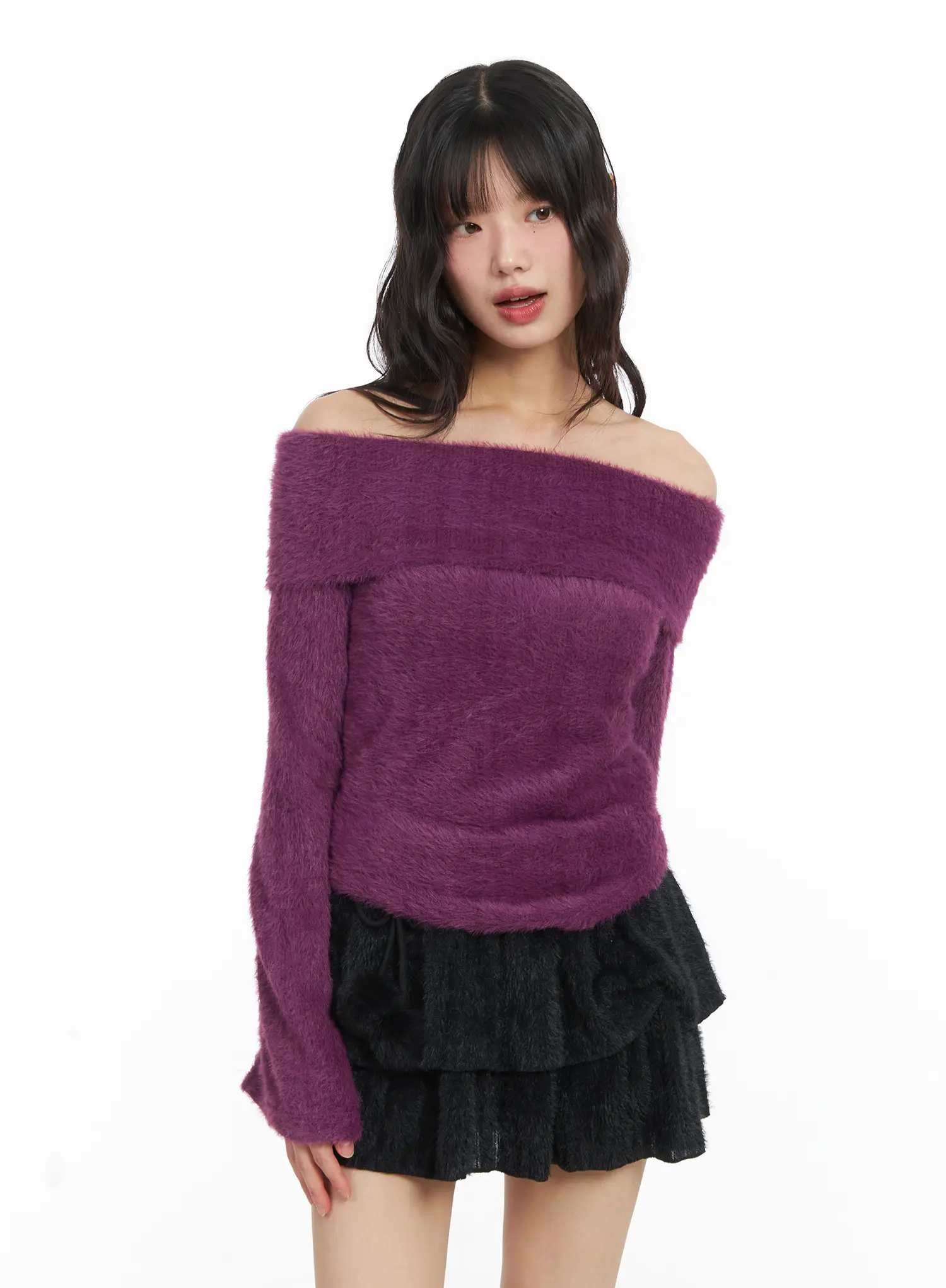 Angora Off-Shoulder Long Sleeve Tee CJ501 - Image 3