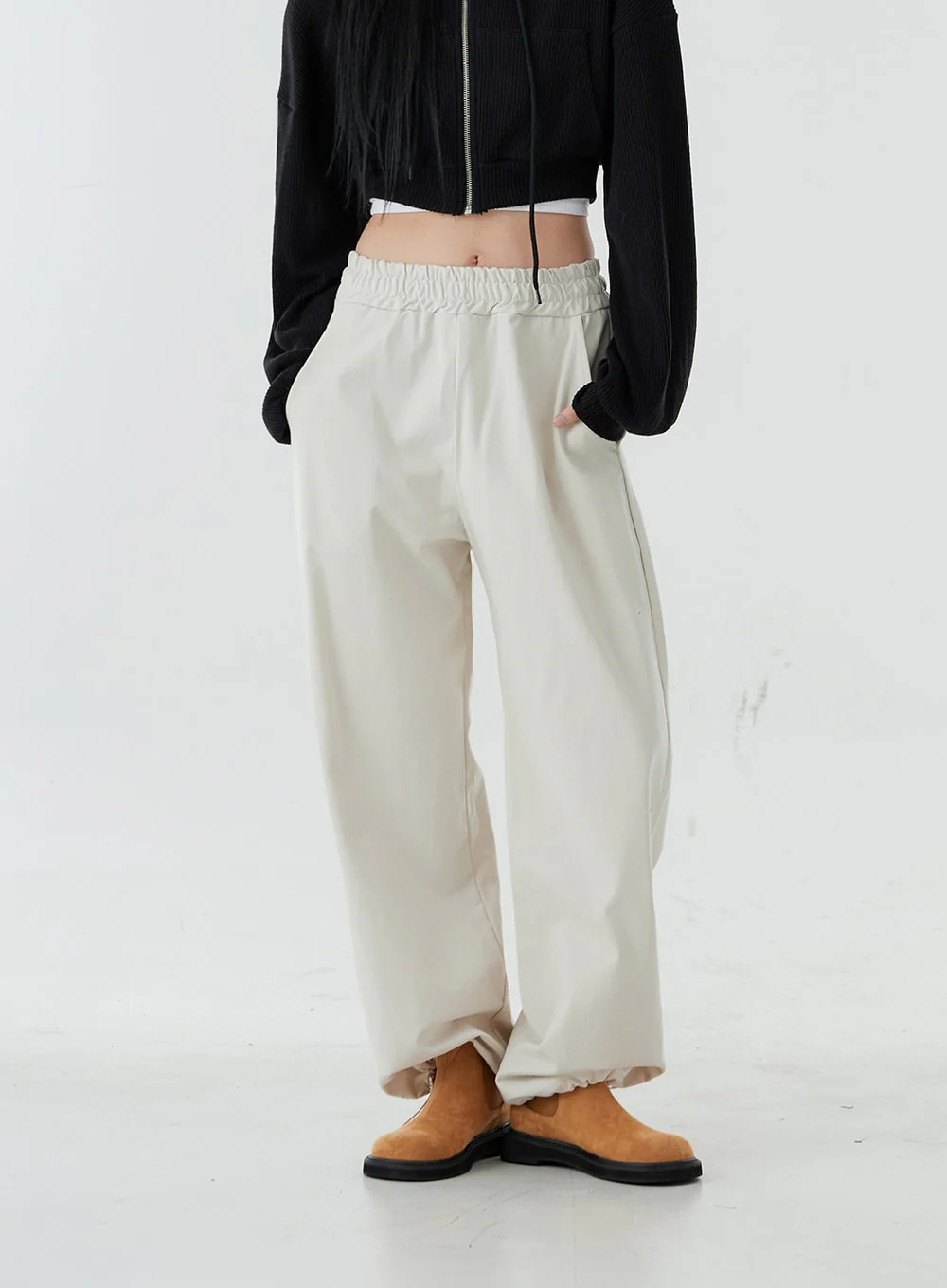 Ankle String Elastic Wide Pants OO28 - Image 2