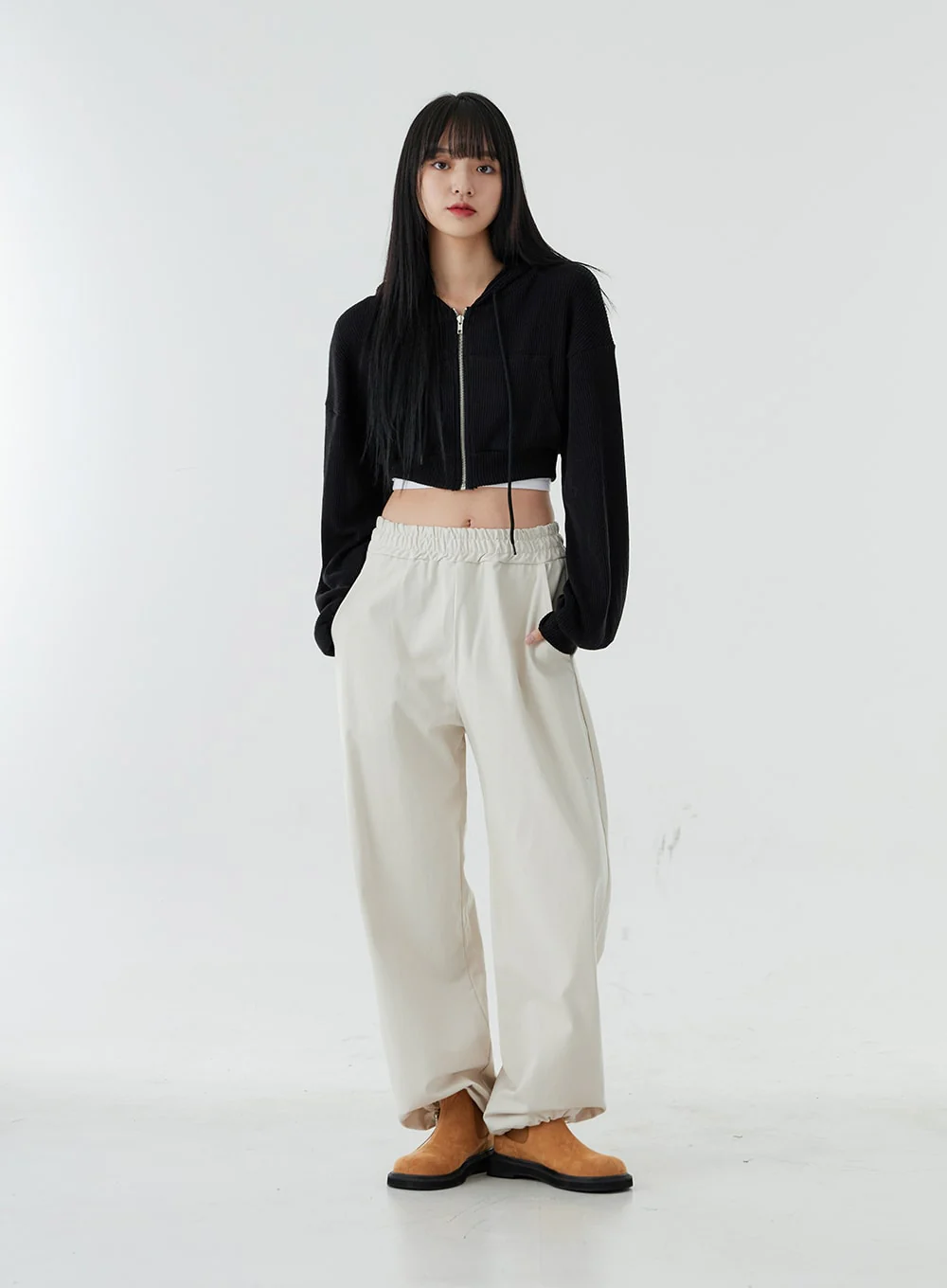 Ankle String Elastic Wide Pants OO28 - Image 3