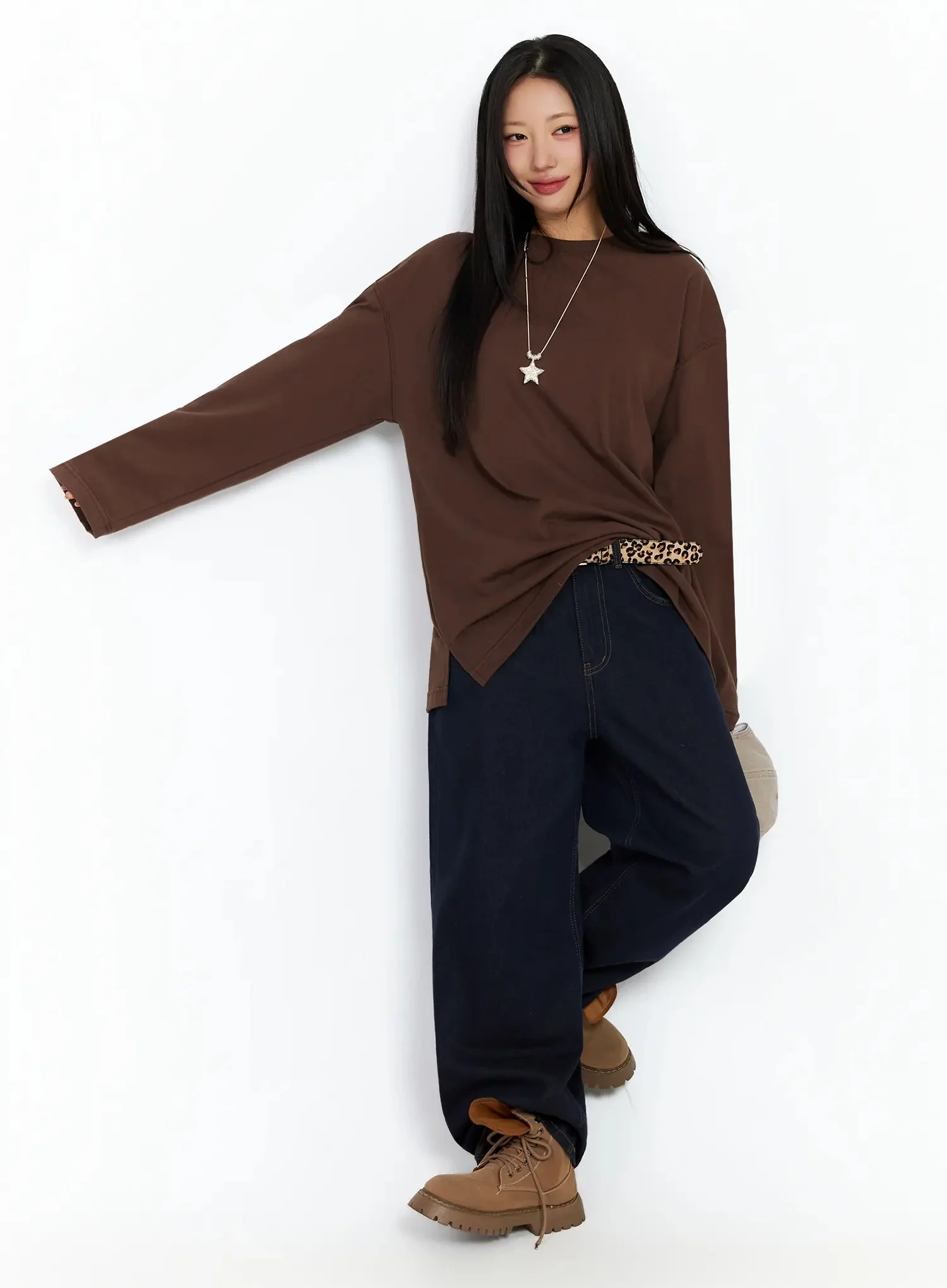 Annette Dark-Wash No-Fade Baggy Jeans IA507 - Image 3