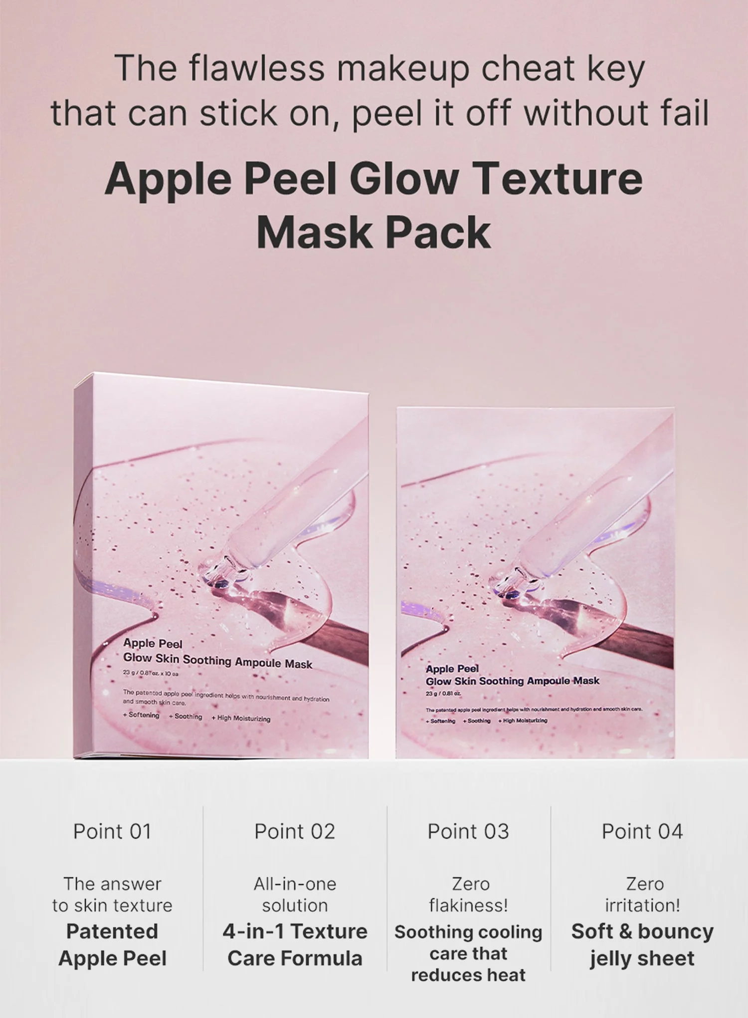 Apple Peel Glow Skin Soothing Ampoule Mask (23ml, 1ea) - Image 2