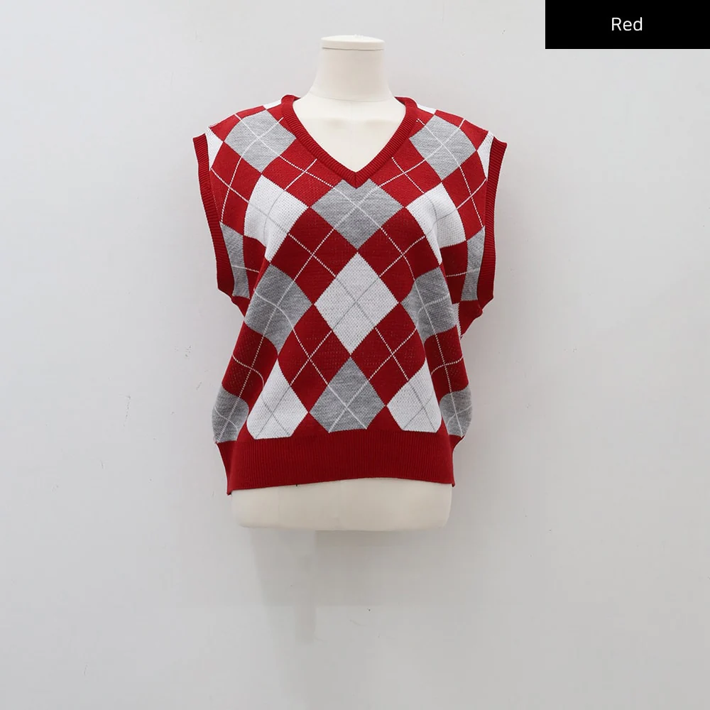 Argyle Pattern Vest C1703 - Image 18