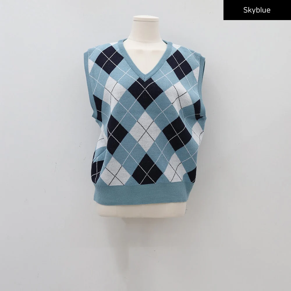 Argyle Pattern Vest C1703 - Image 21