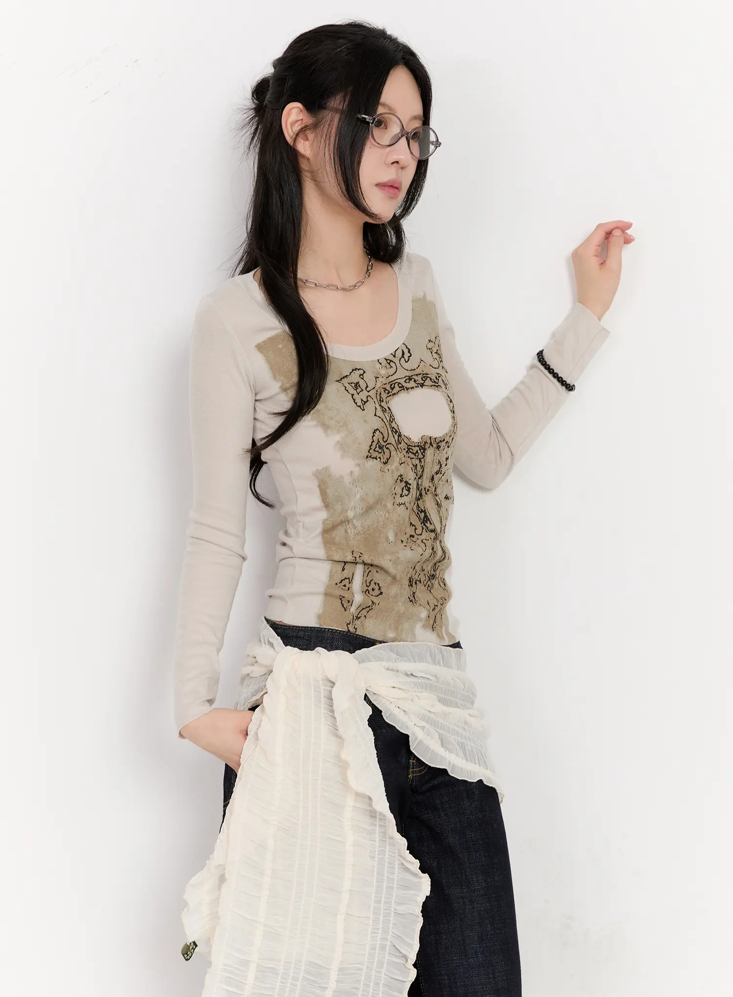 Artistic Vintage Print Long Sleeve CA506