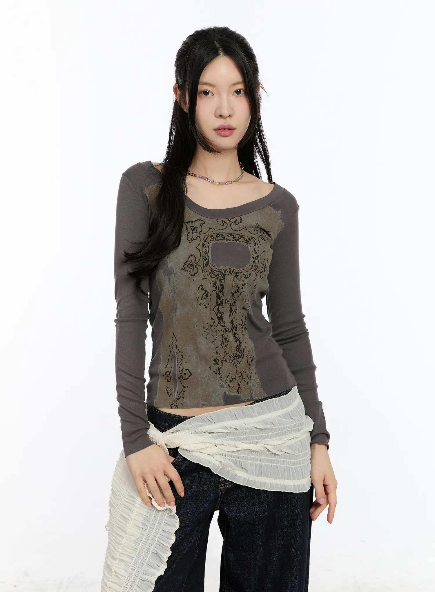 Artistic Vintage Print Long Sleeve CA506 - Image 3