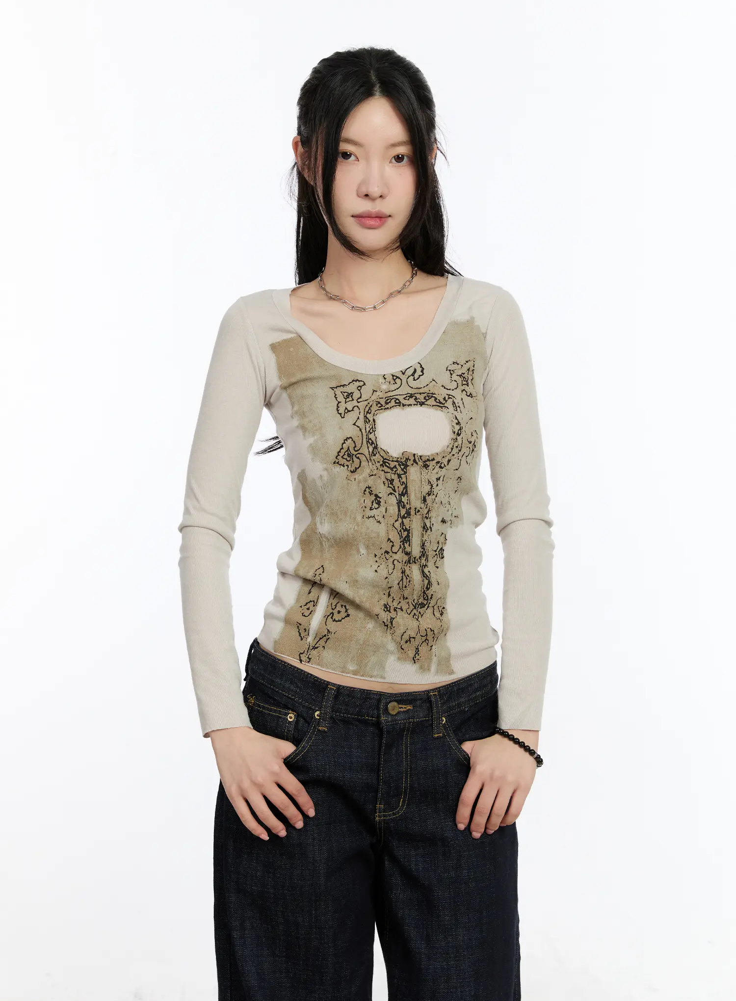 Artistic Vintage Print Long Sleeve CA506 - Image 5