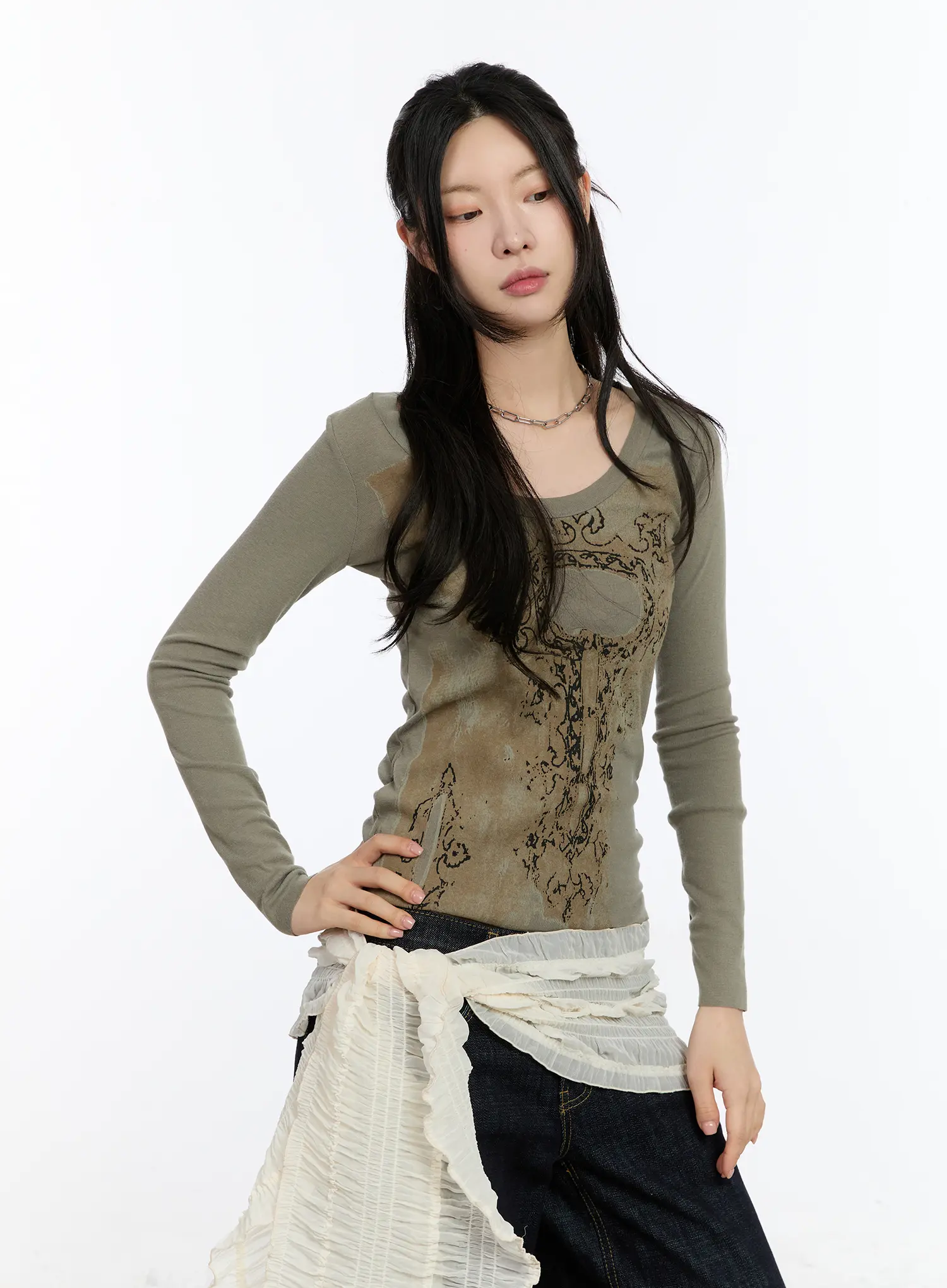 Artistic Vintage Print Long Sleeve CA506 - Image 7