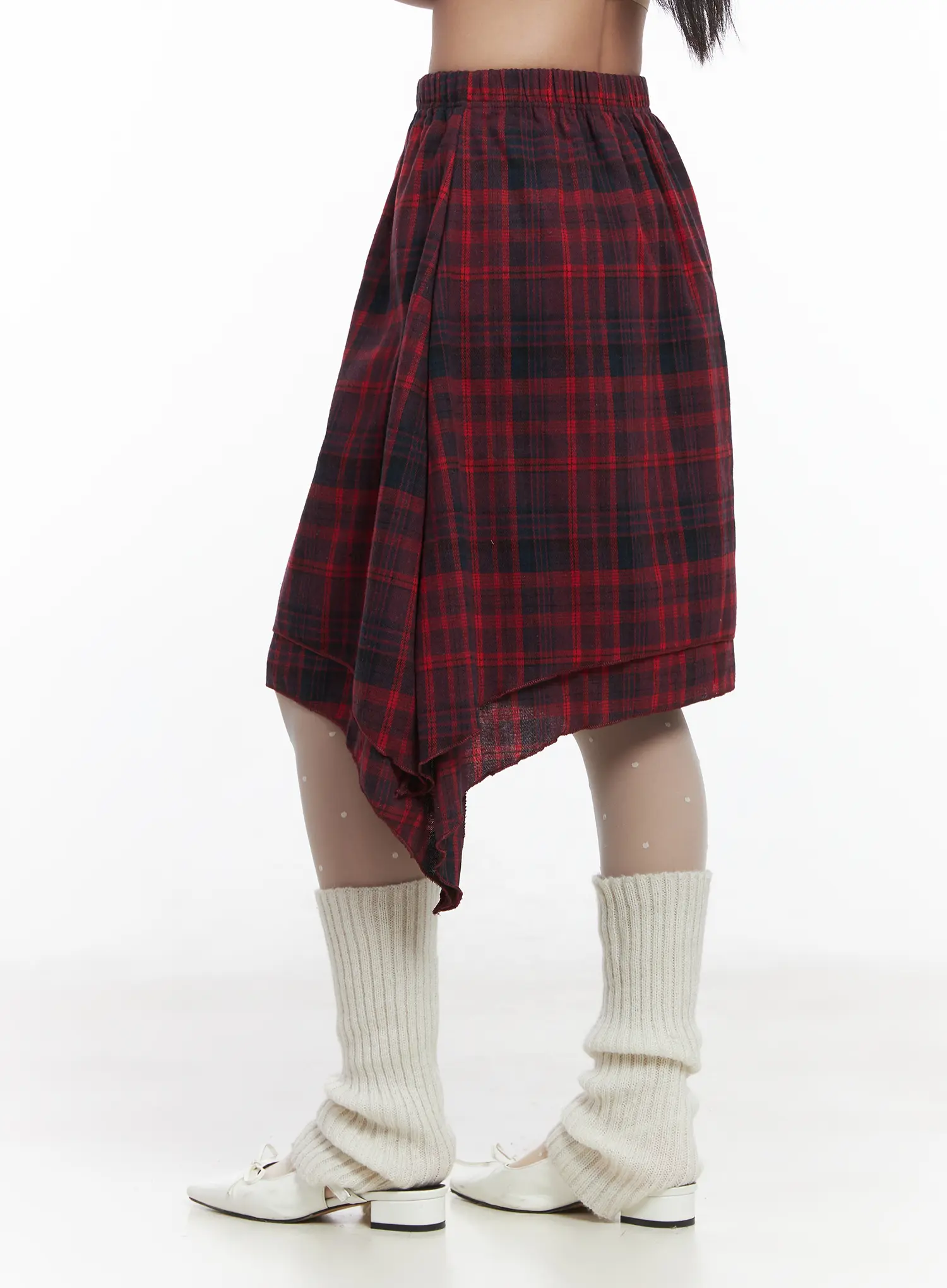 Asymmetric Checkered Midi Skirt CD530 - Image 4