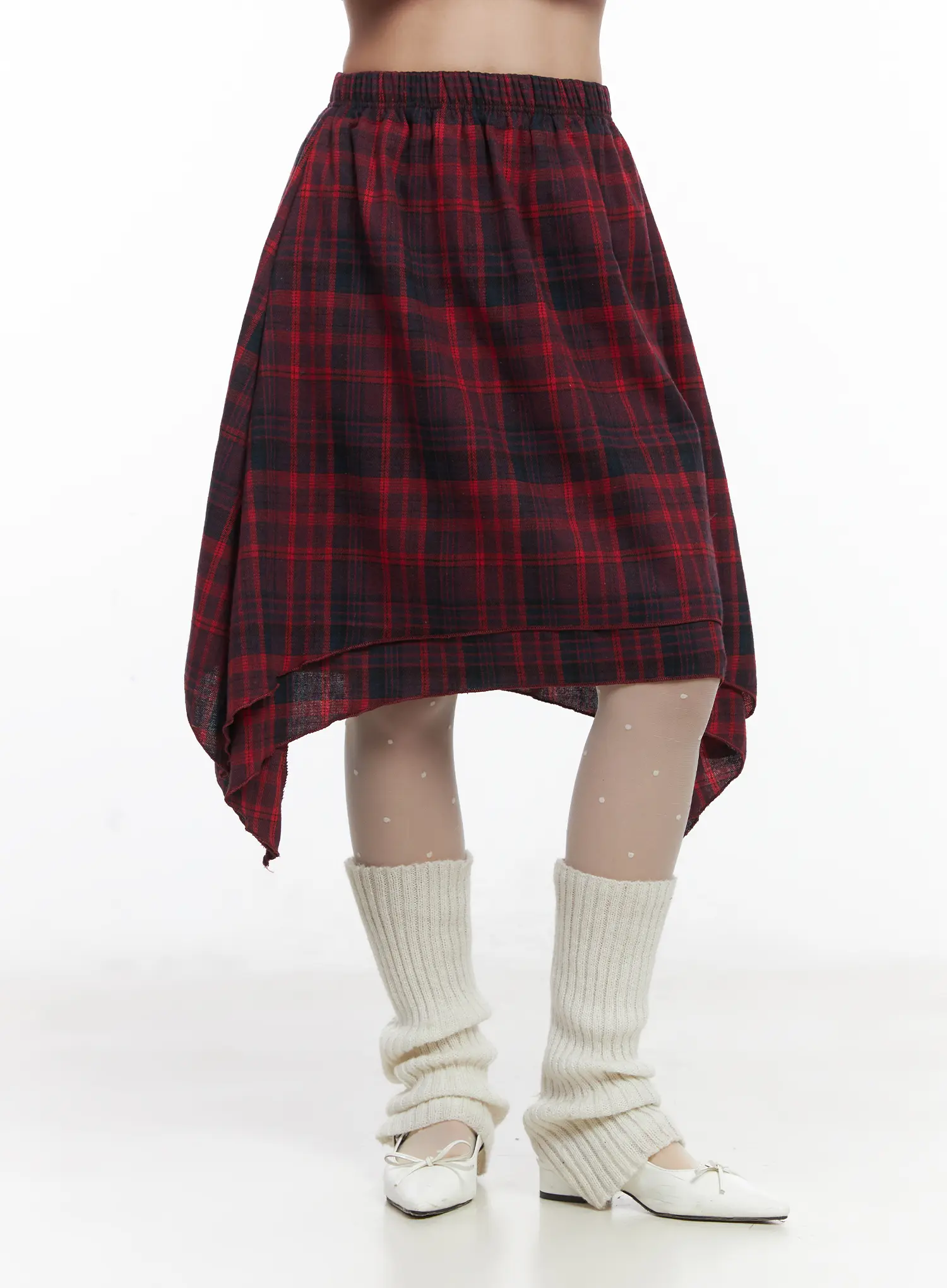 Asymmetric Checkered Midi Skirt CD530 - Image 9