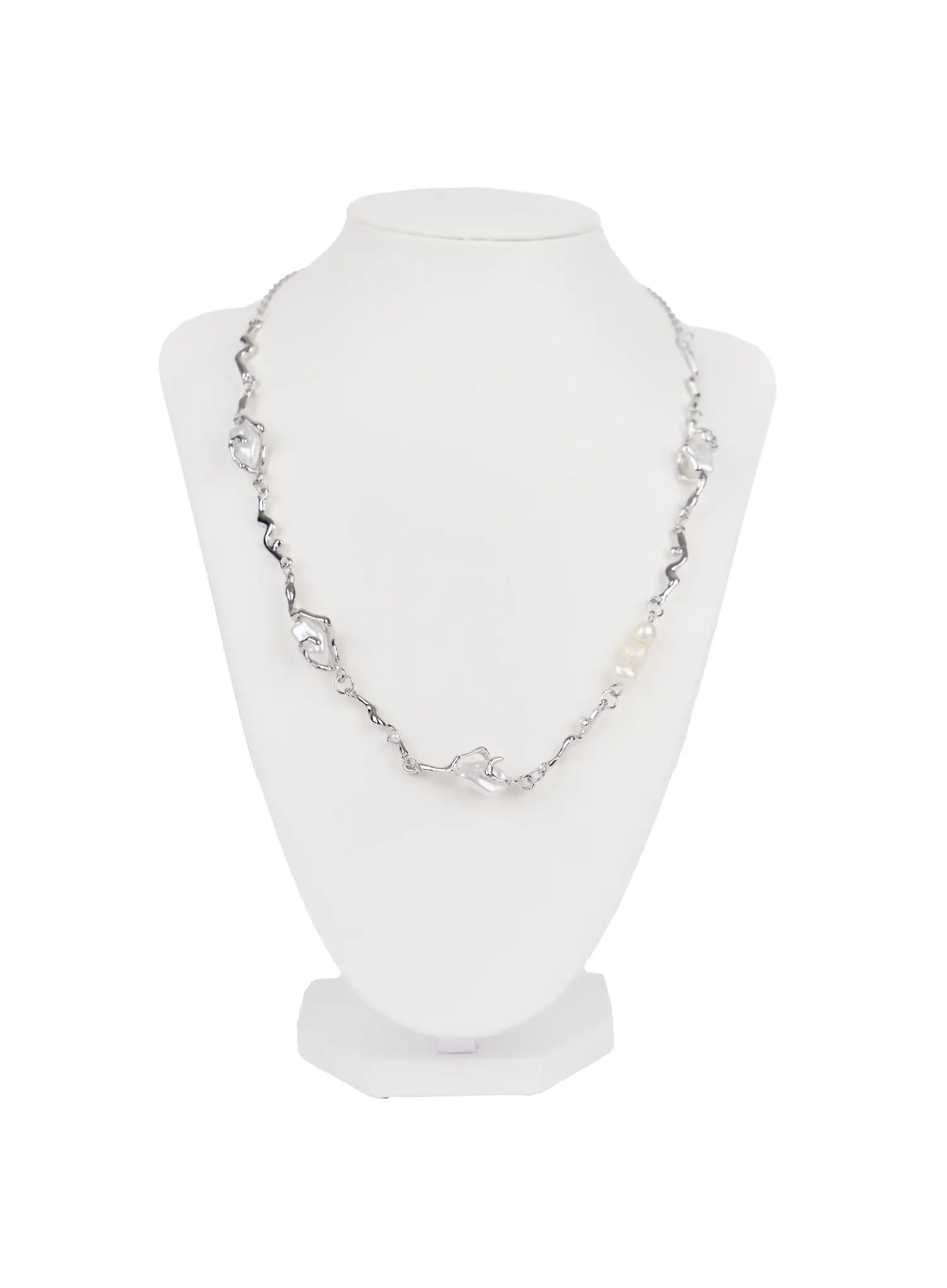 Asymmetric Faux-Pearl Link Necklace IN510 - Image 6