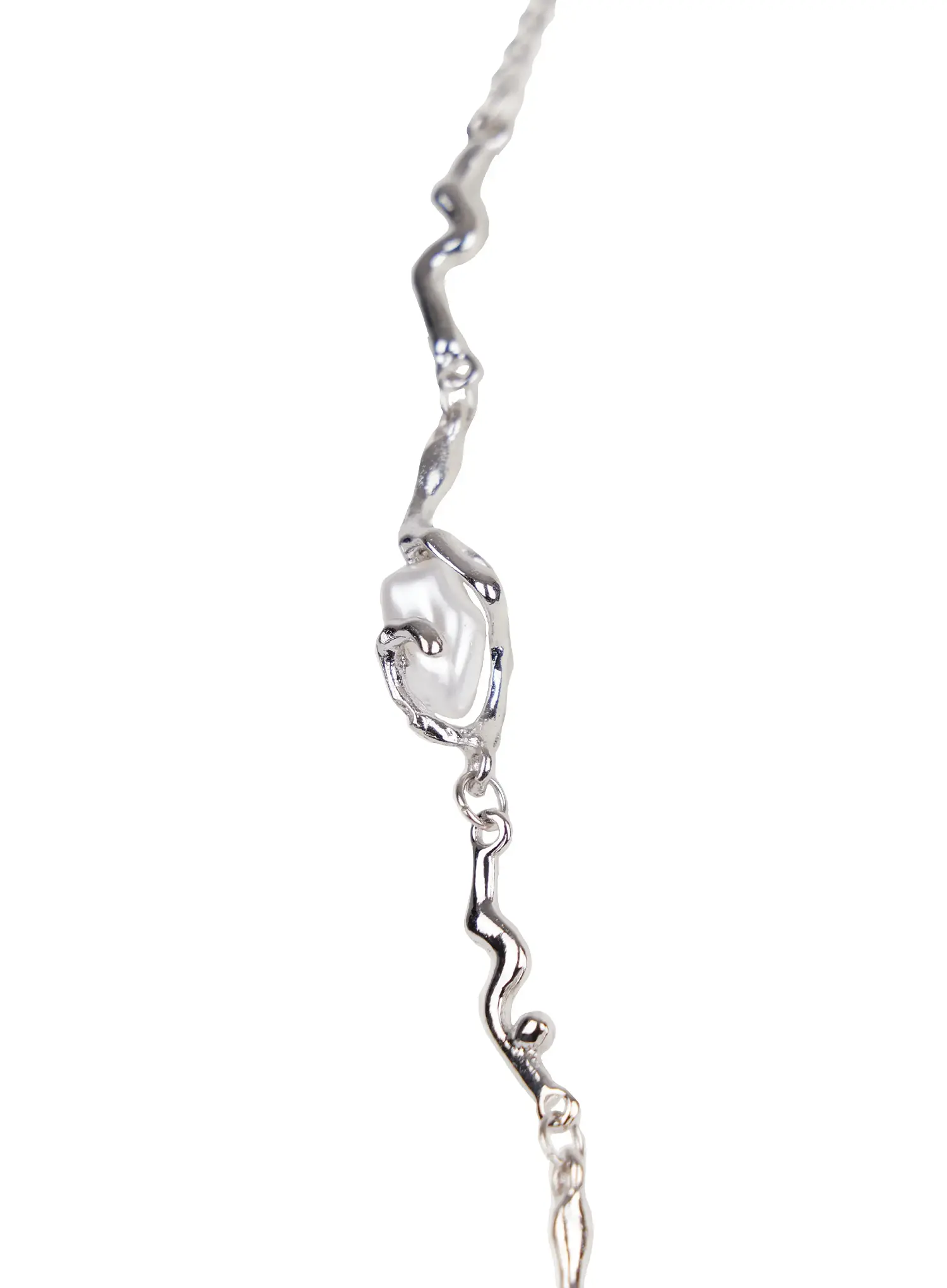 Asymmetric Faux-Pearl Link Necklace IN510 - Image 7