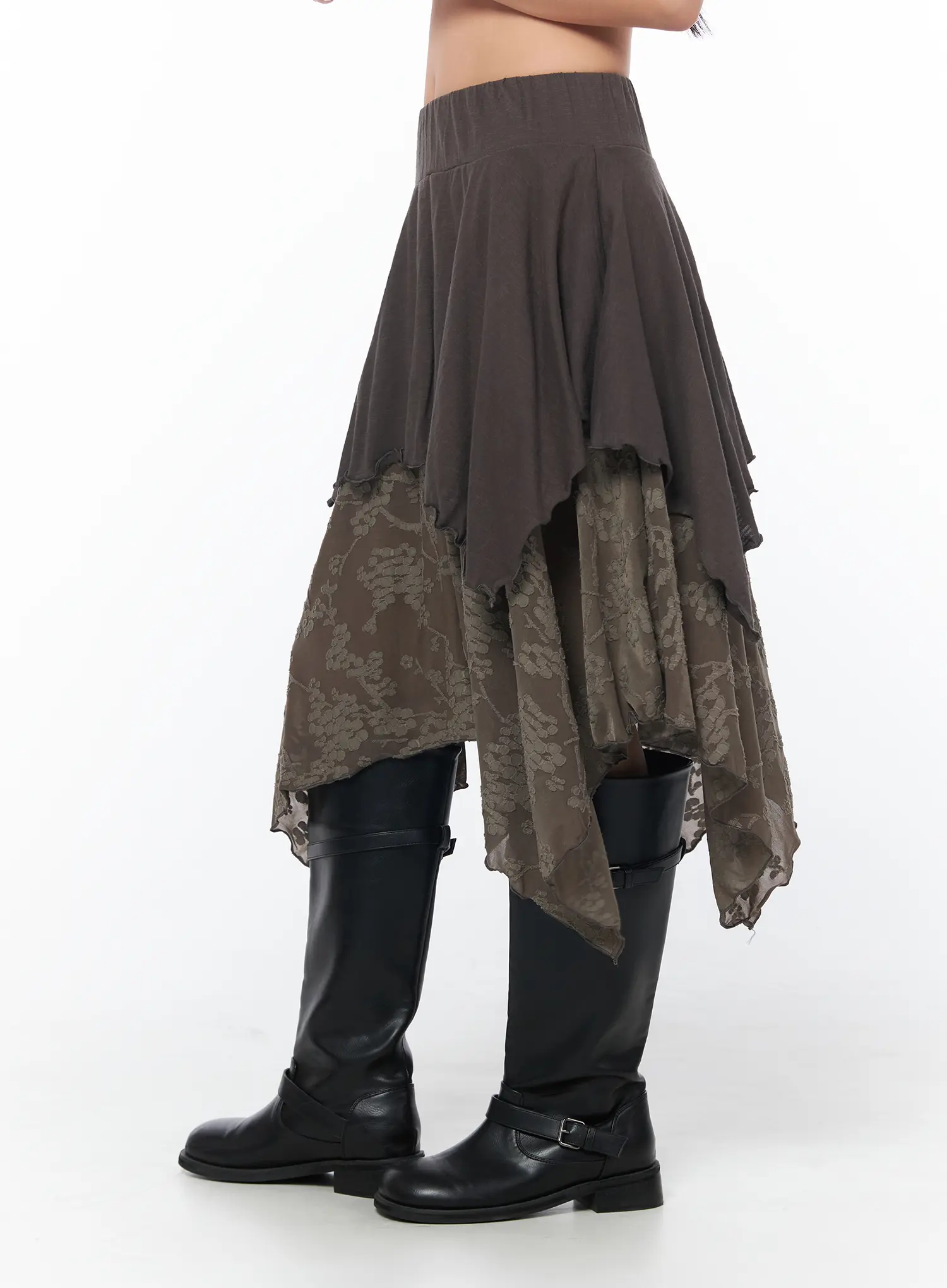 Asymmetric Floral Midi Skirt CY513 - Image 3