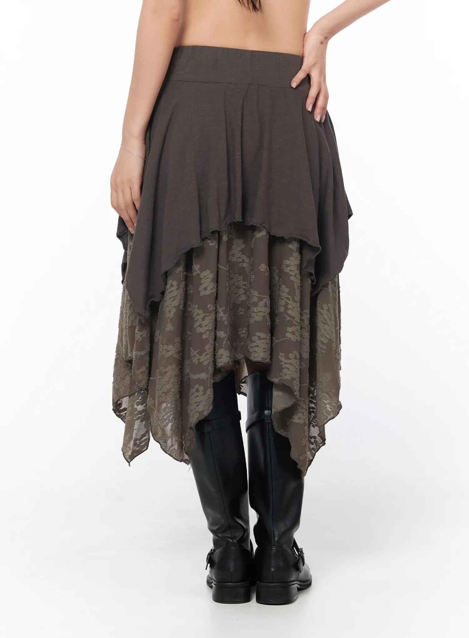 Asymmetric Floral Midi Skirt CY513 - Image 4