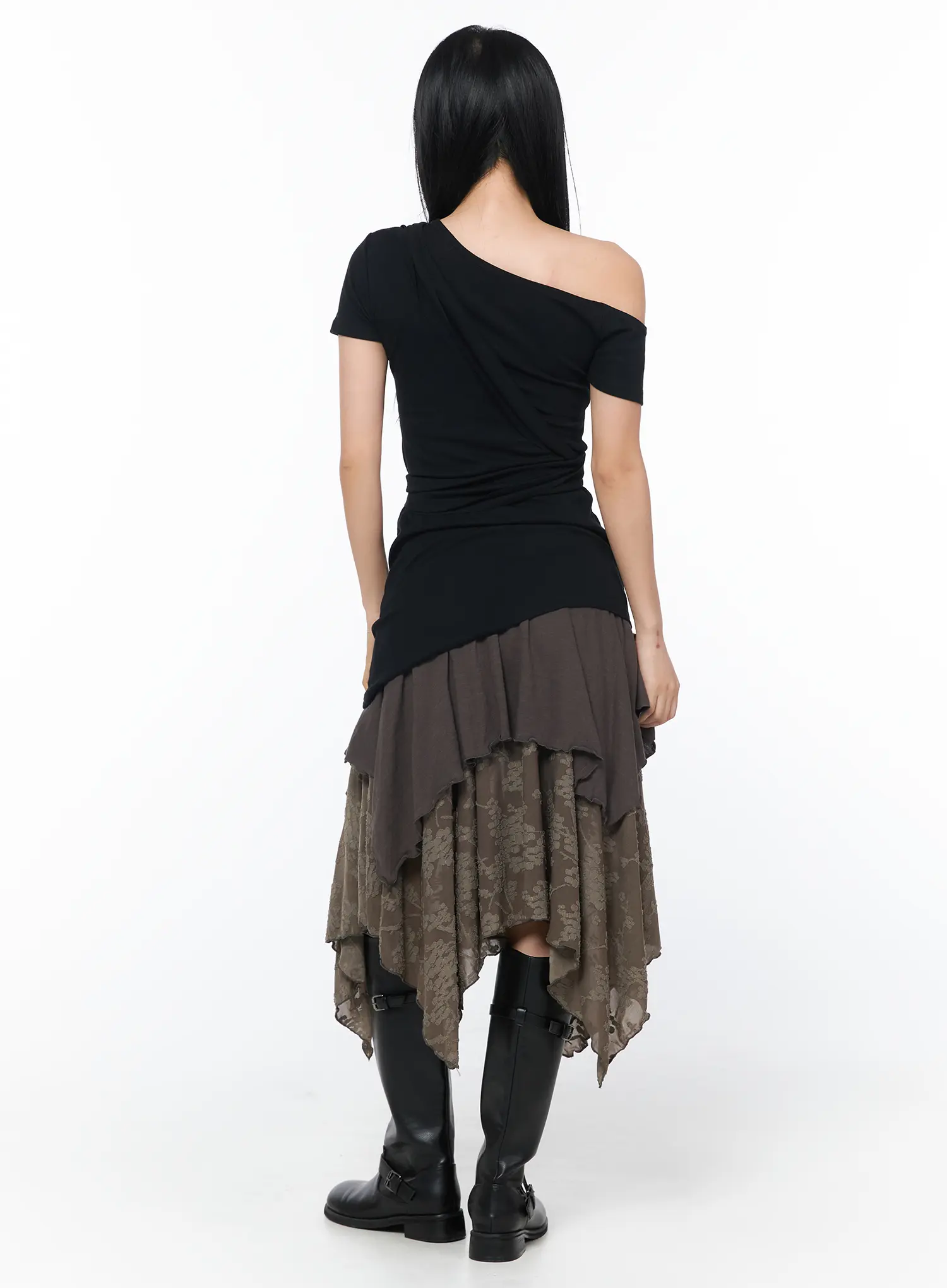 Asymmetric Floral Midi Skirt CY513 - Image 7