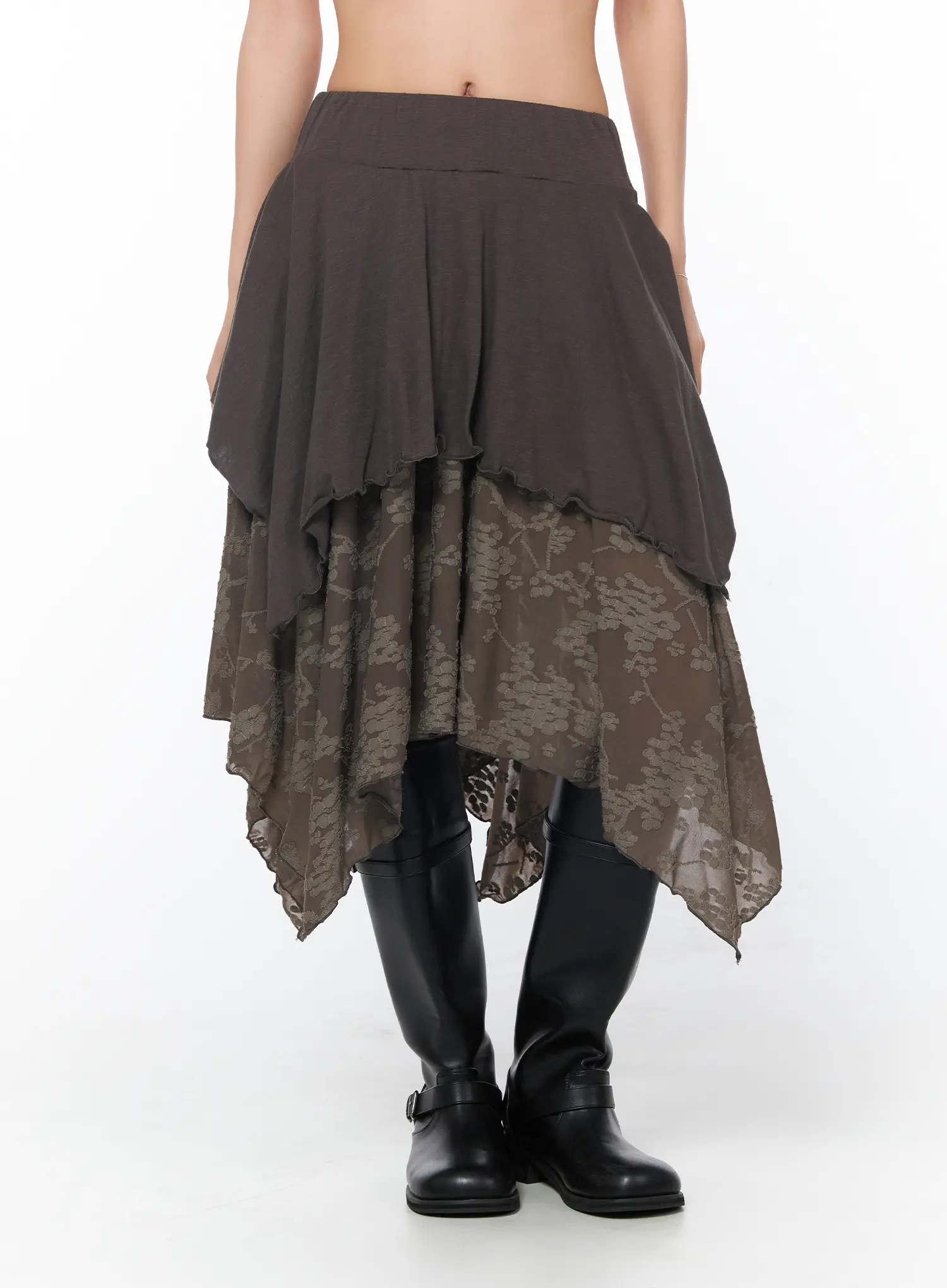Asymmetric Floral Midi Skirt CY513 - Image 9