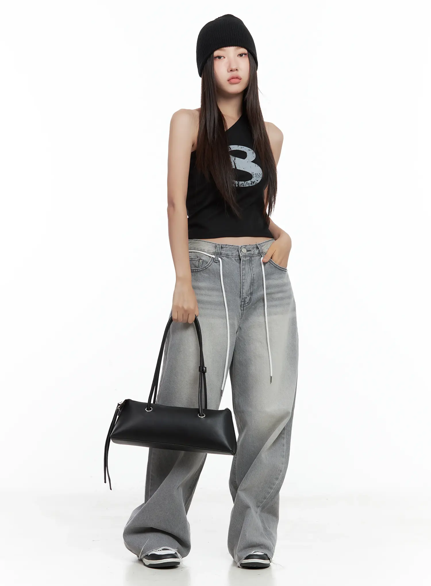 Asymmetric Graphic One-Shoulder Tank CL509