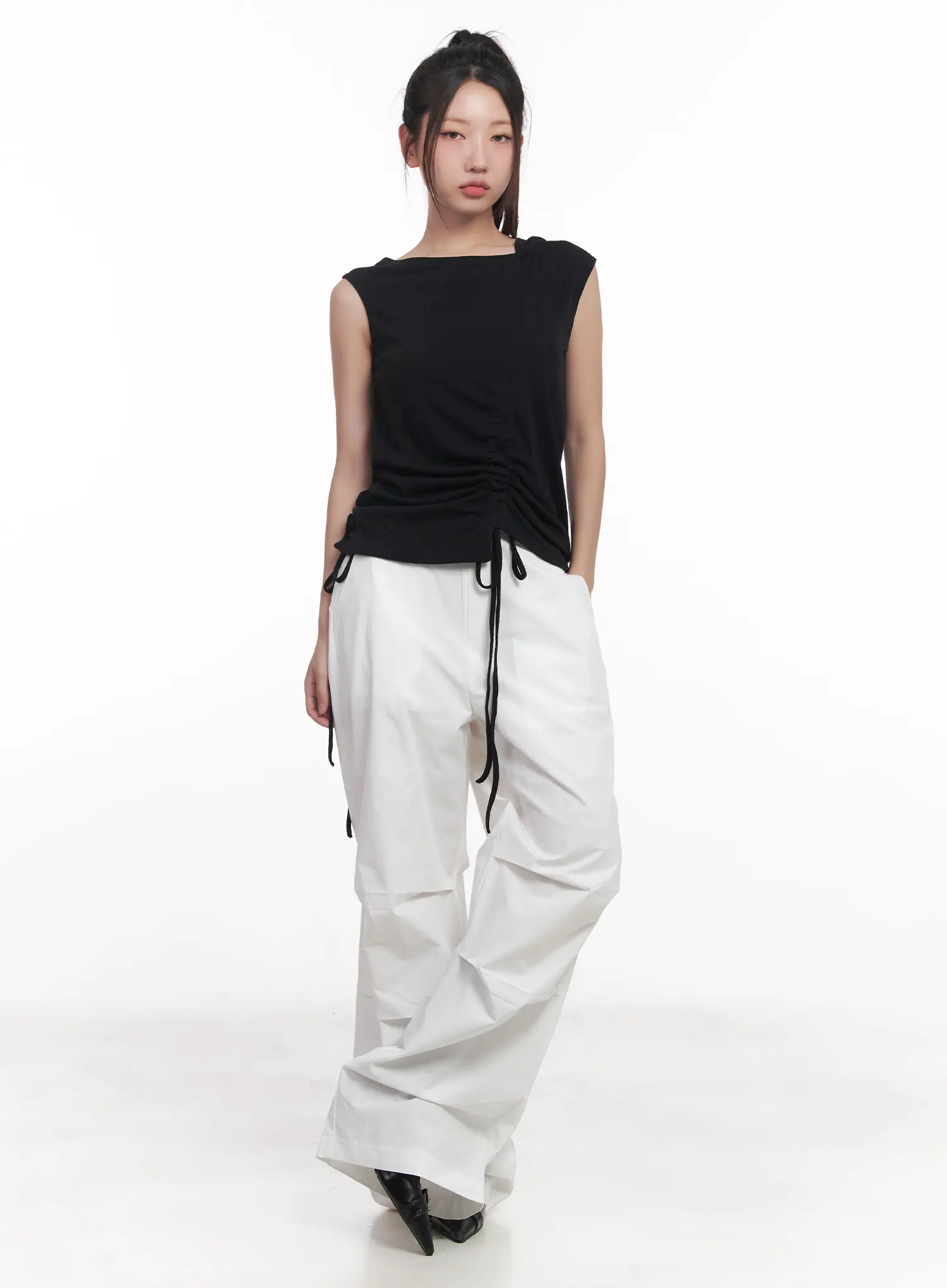 Asymmetric Hooded Sleeveless Top CU517 - Image 3