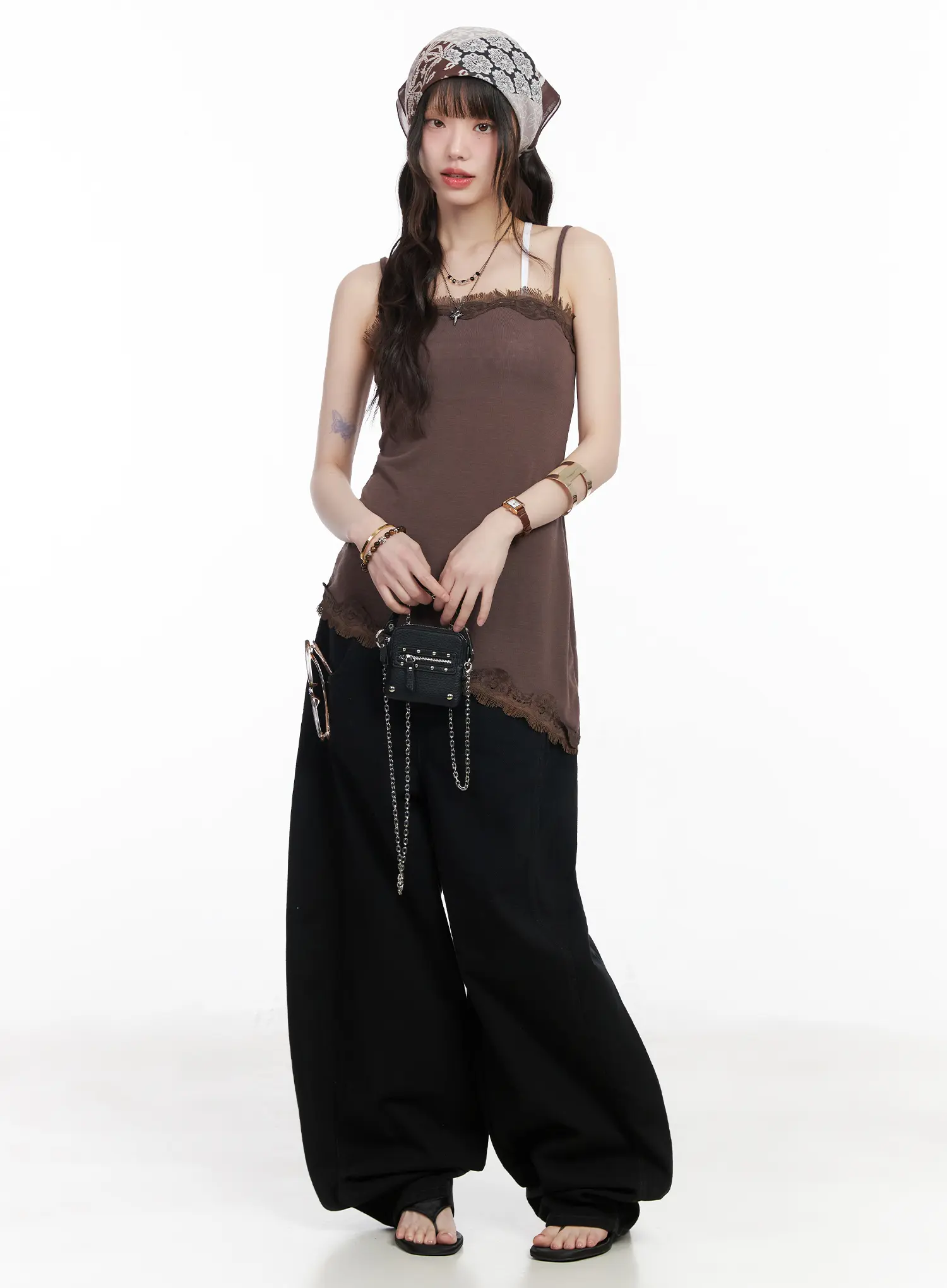 Asymmetric Lace Trim Cami Top CM526 - Image 3