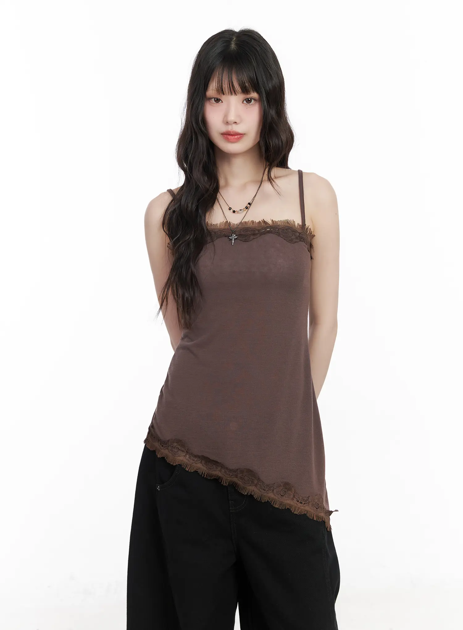 Asymmetric Lace Trim Cami Top CM526 - Image 5