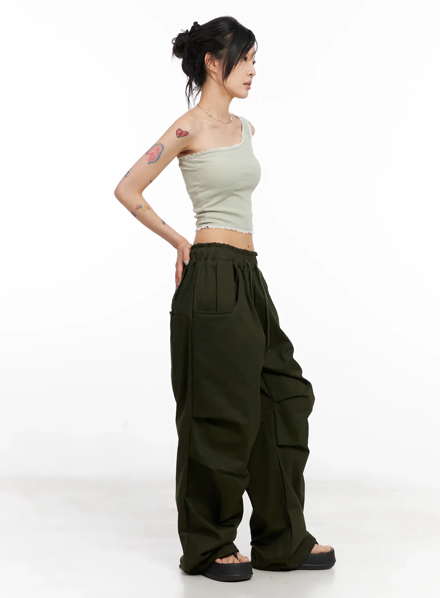 Asymmetric Lace-Trim Ribbed Top CL525 - Image 7