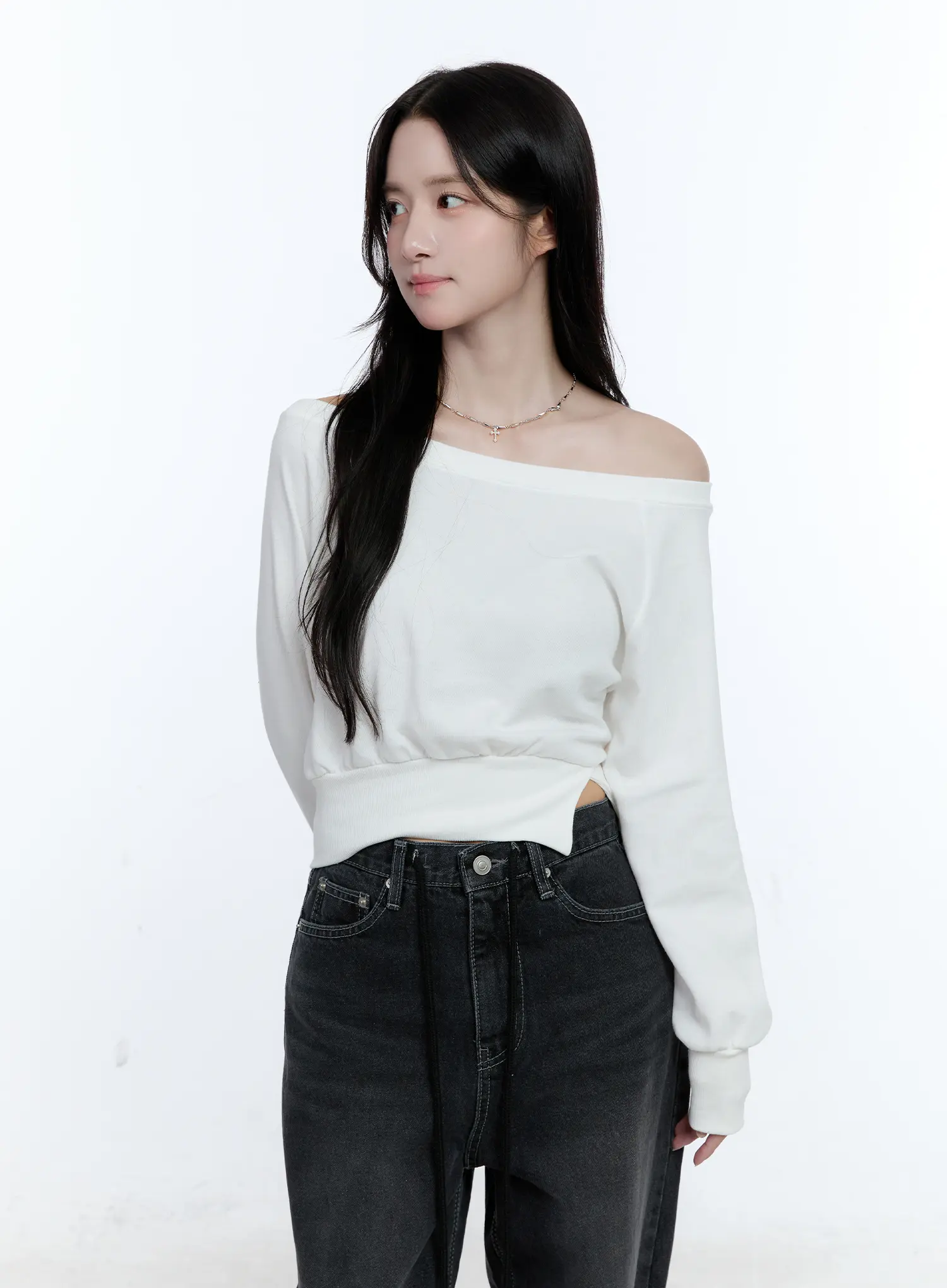 Asymmetric Off-Shoulder Sweatshirt Top CG512 - Image 10