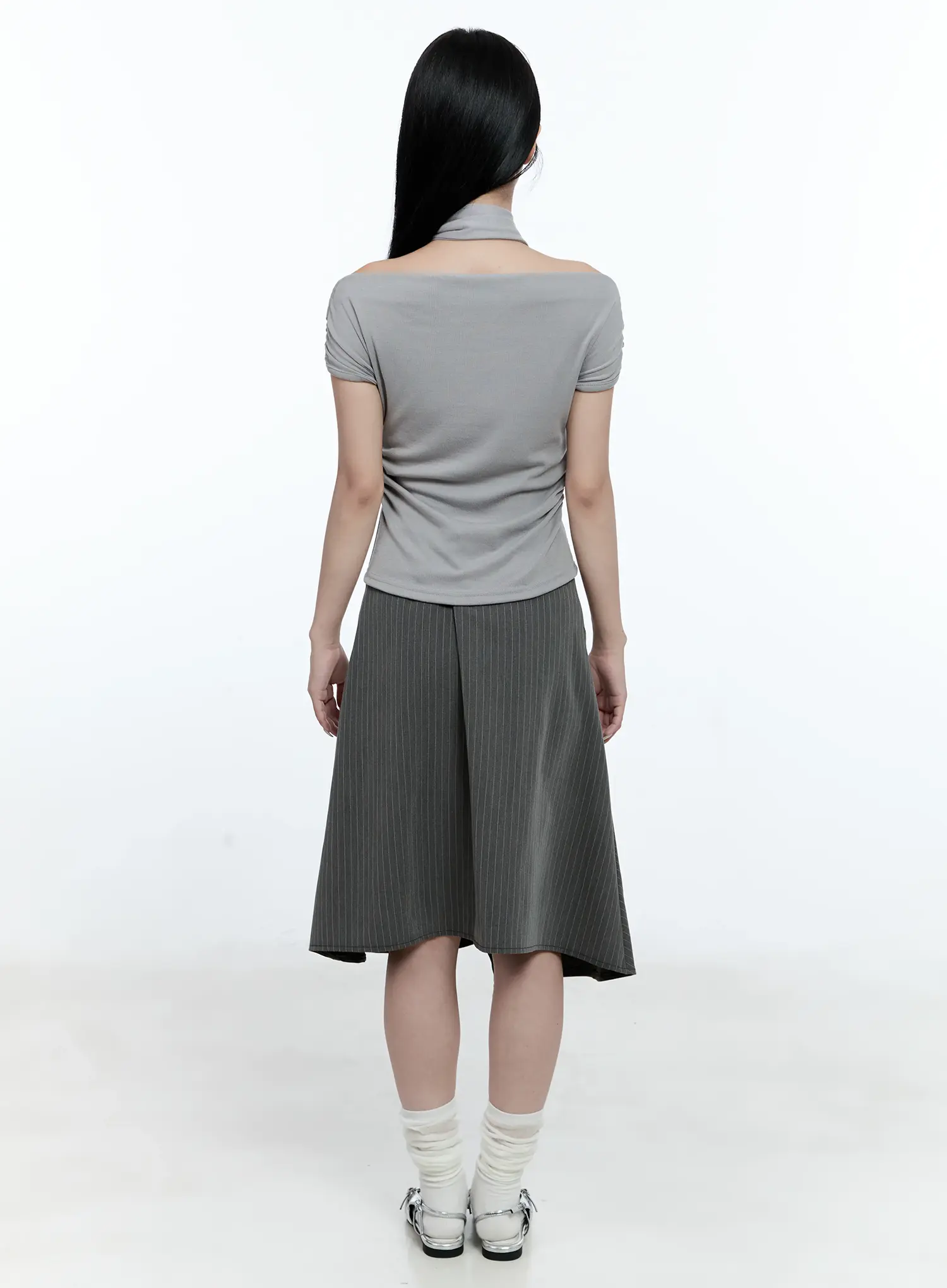 Asymmetric Pinstripe Midi Skirt CG511 - Image 6