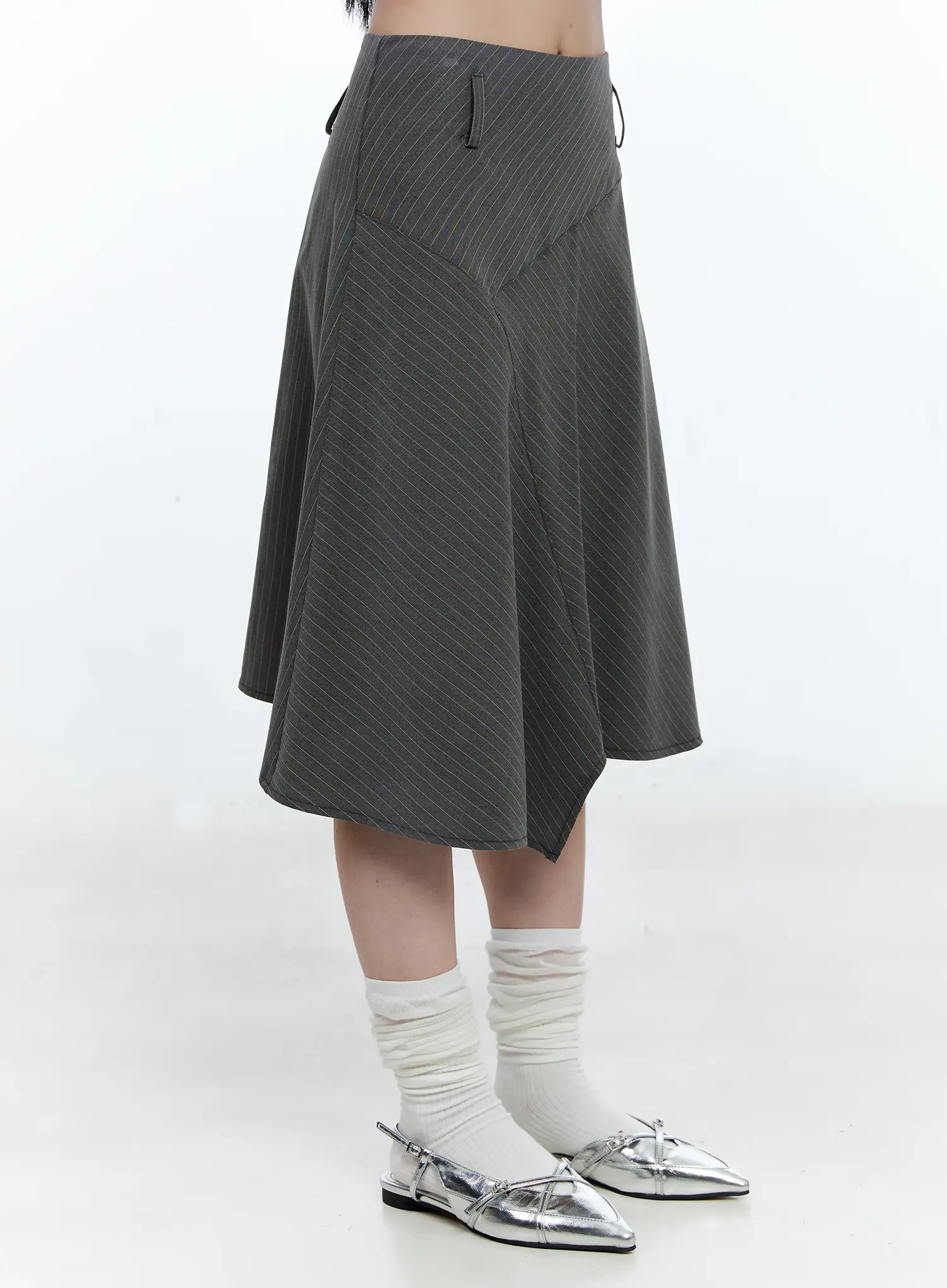 Asymmetric Pinstripe Midi Skirt CG511 - Image 8