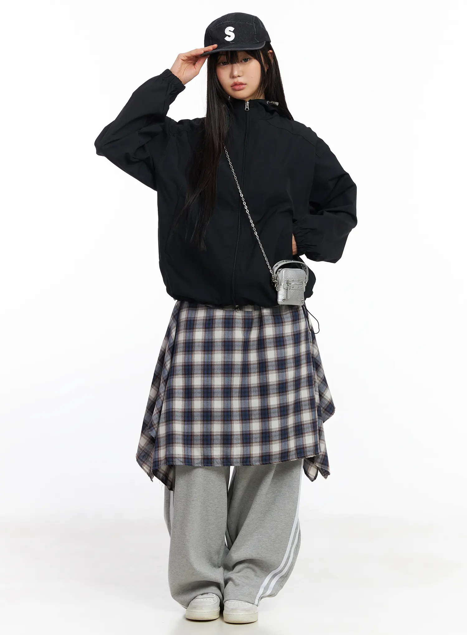 Asymmetric Plaid Midi Skirt CF506 - Image 14