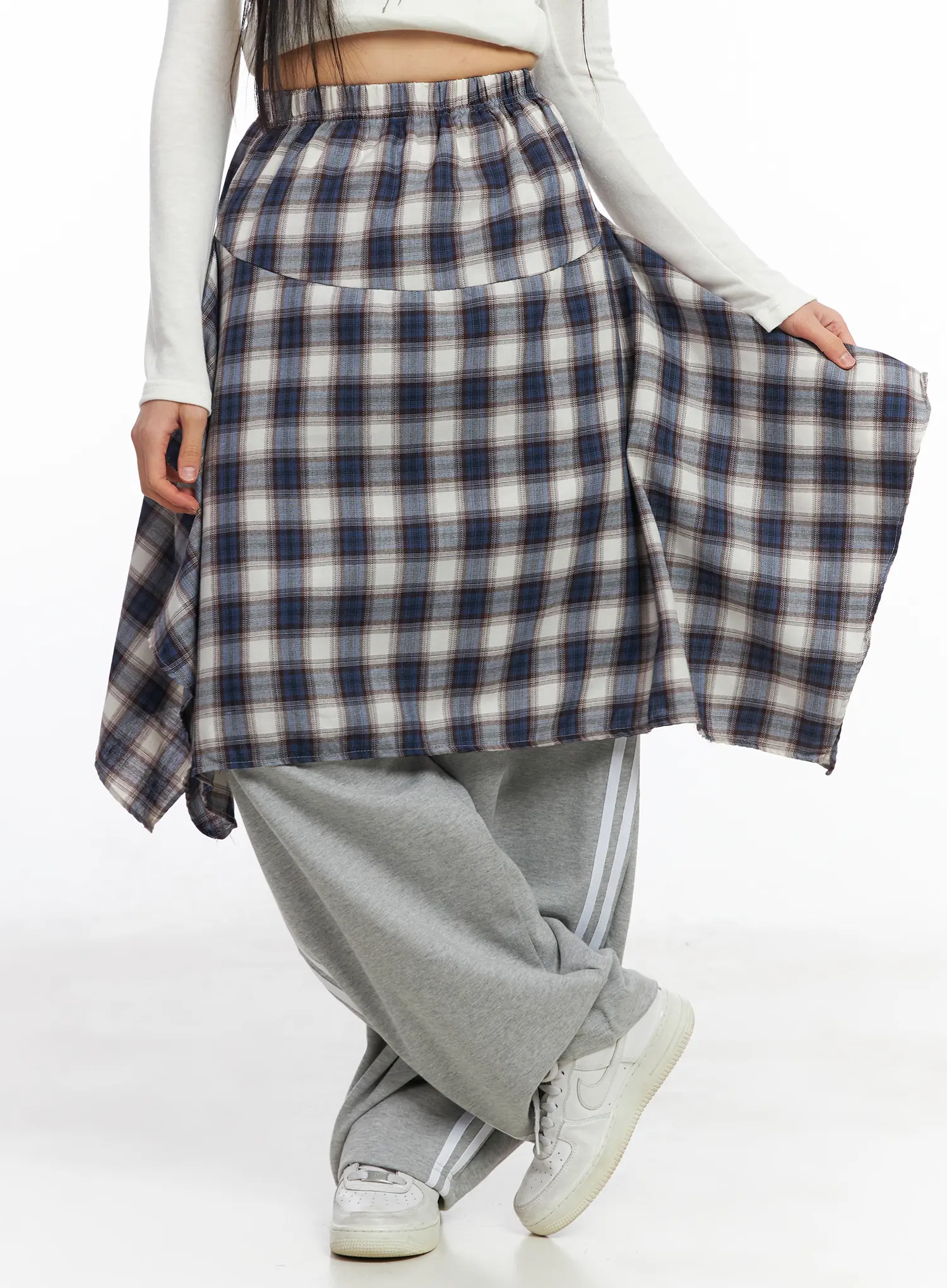 Asymmetric Plaid Midi Skirt CF506 - Image 2