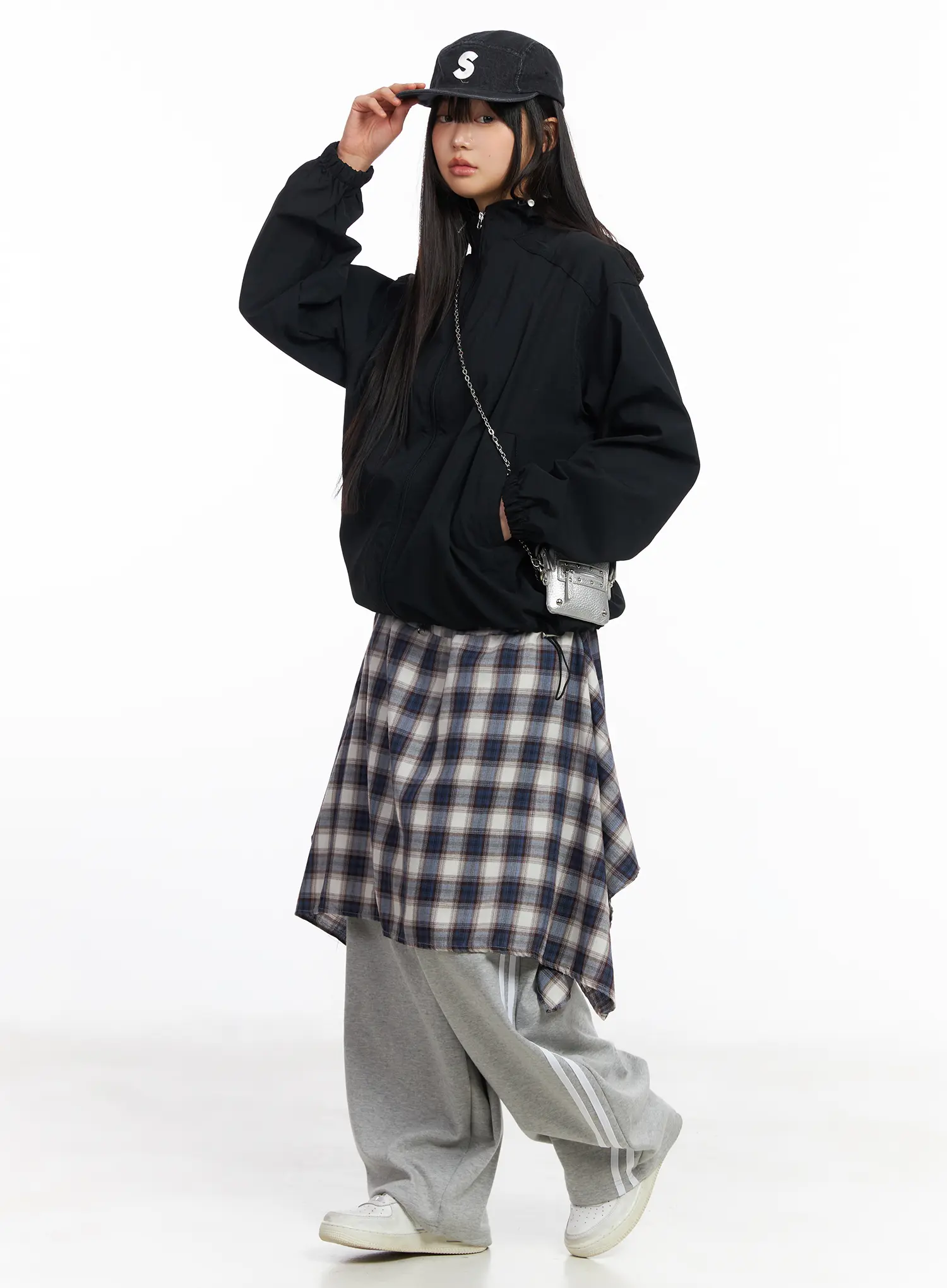 Asymmetric Plaid Midi Skirt CF506 - Image 3