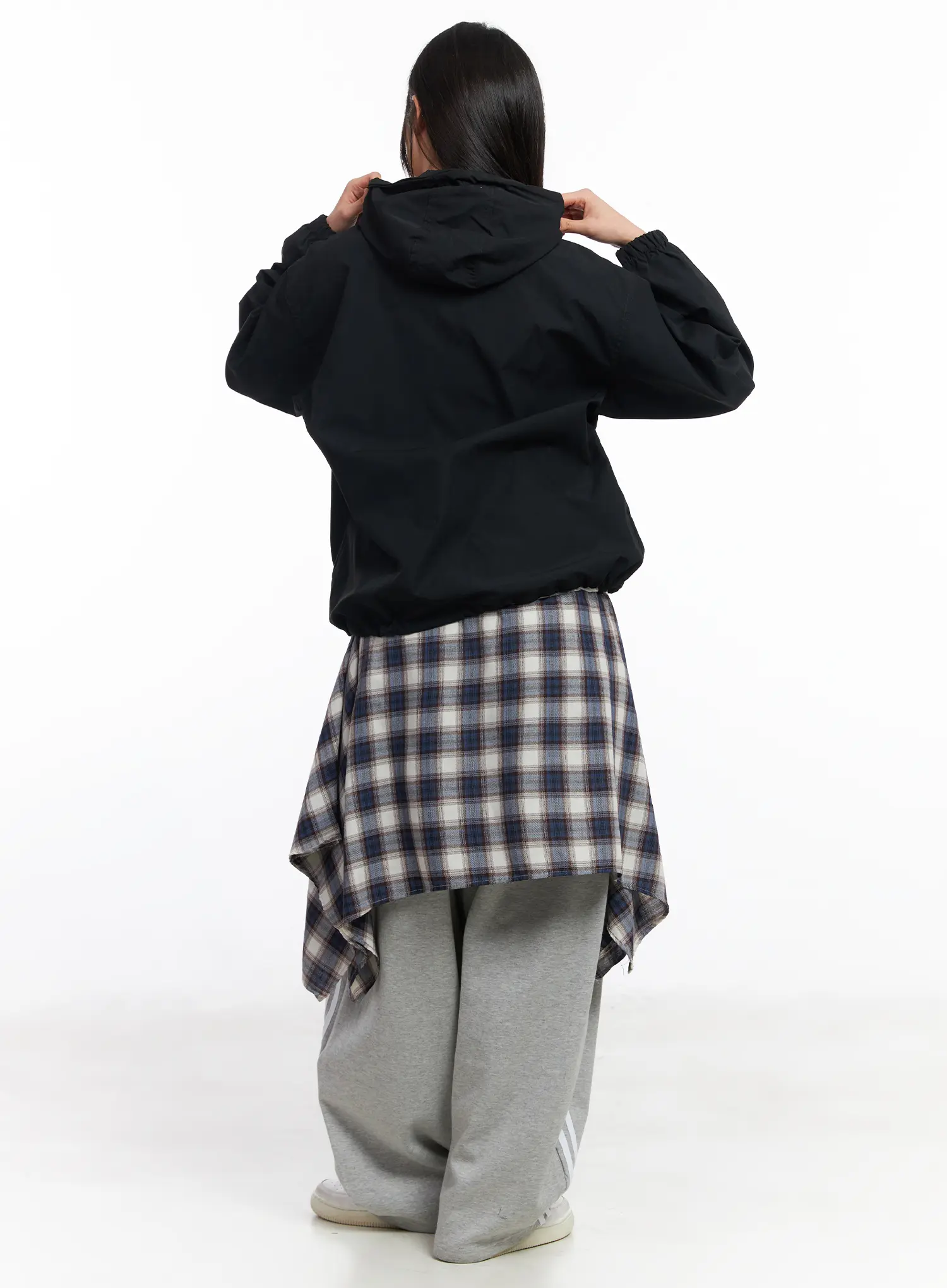 Asymmetric Plaid Midi Skirt CF506 - Image 5