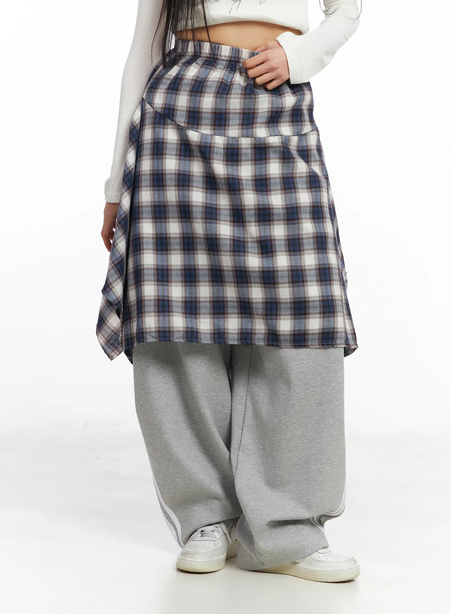 Asymmetric Plaid Midi Skirt CF506 - Image 6
