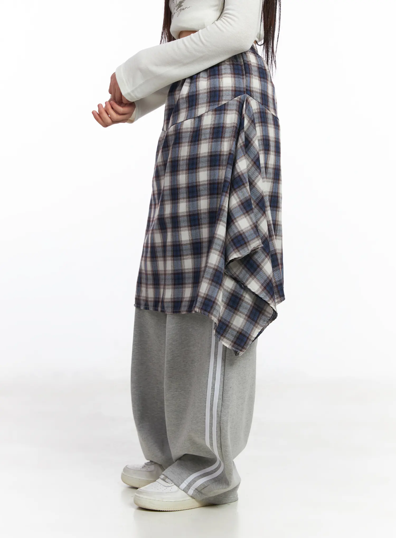 Asymmetric Plaid Midi Skirt CF506 - Image 9