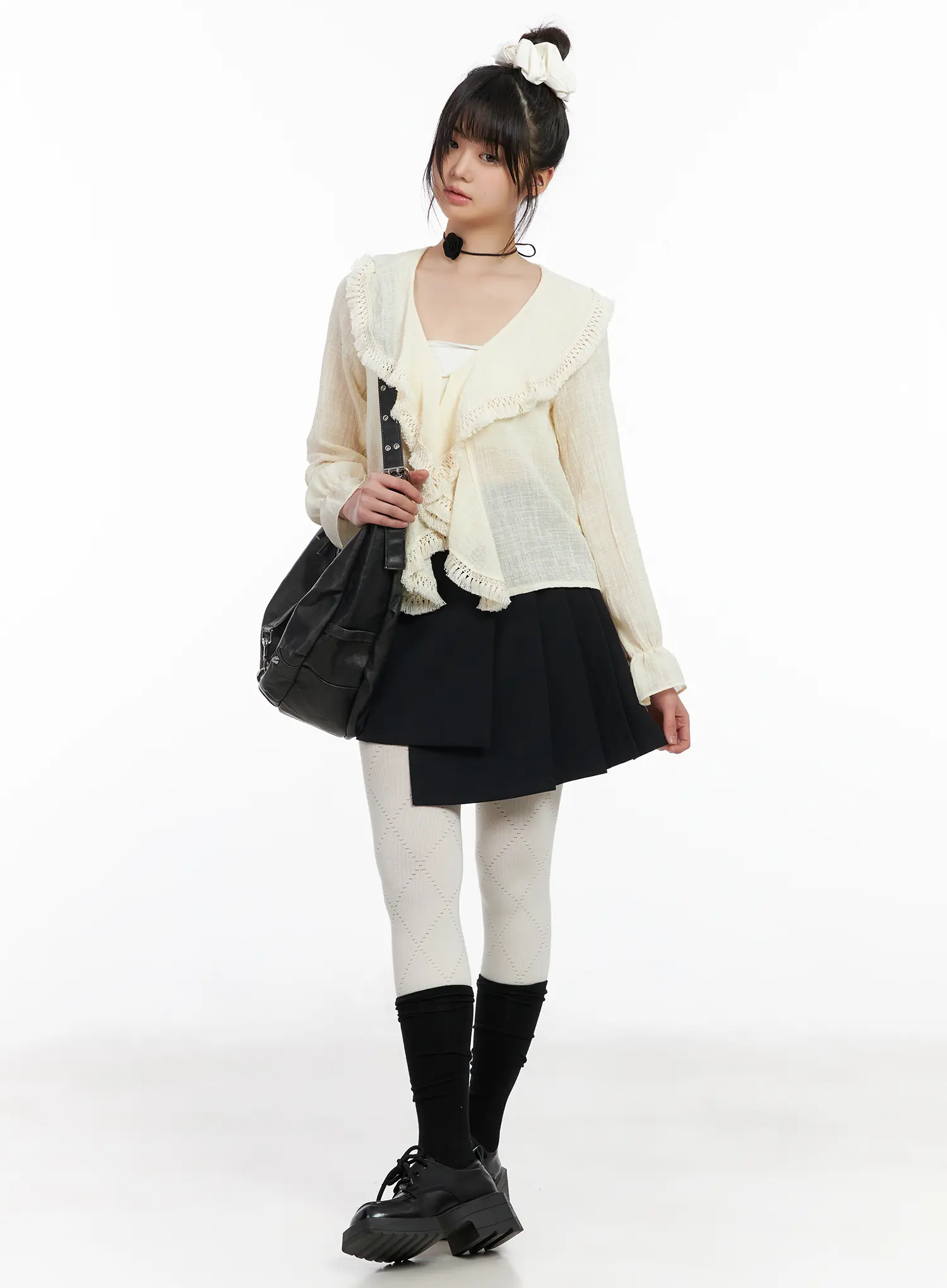 Asymmetric Pleated Mini Skirt CM513