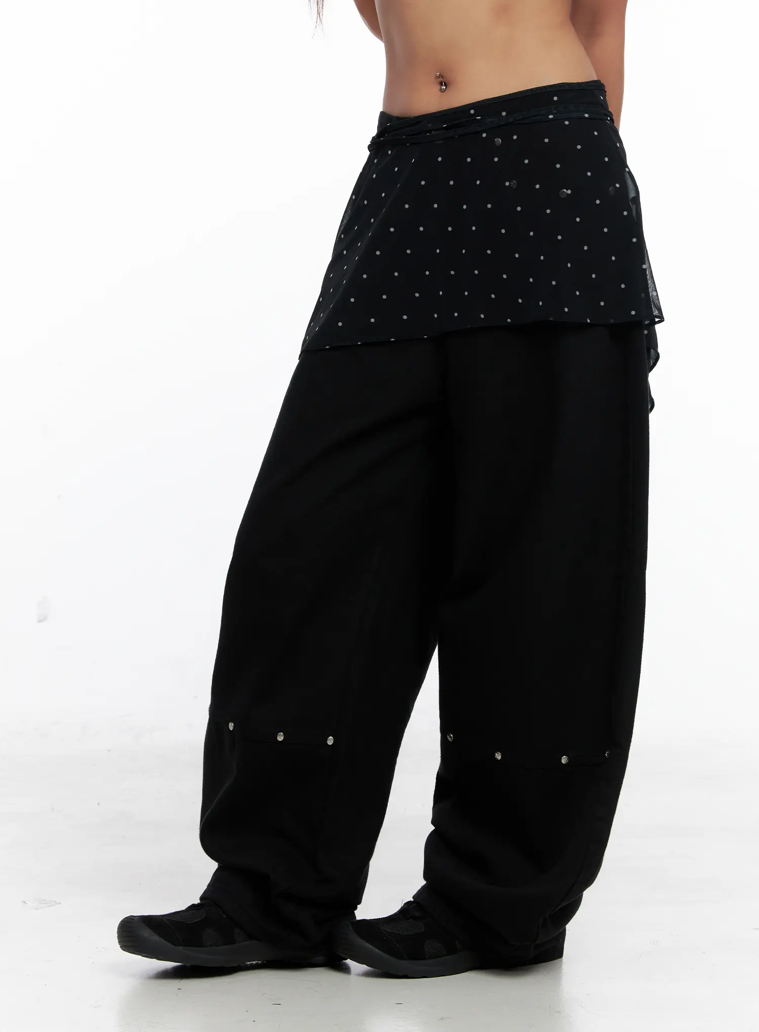Asymmetric Polka Dot Mesh Wrap Mini Skirt CS524 - Image 4