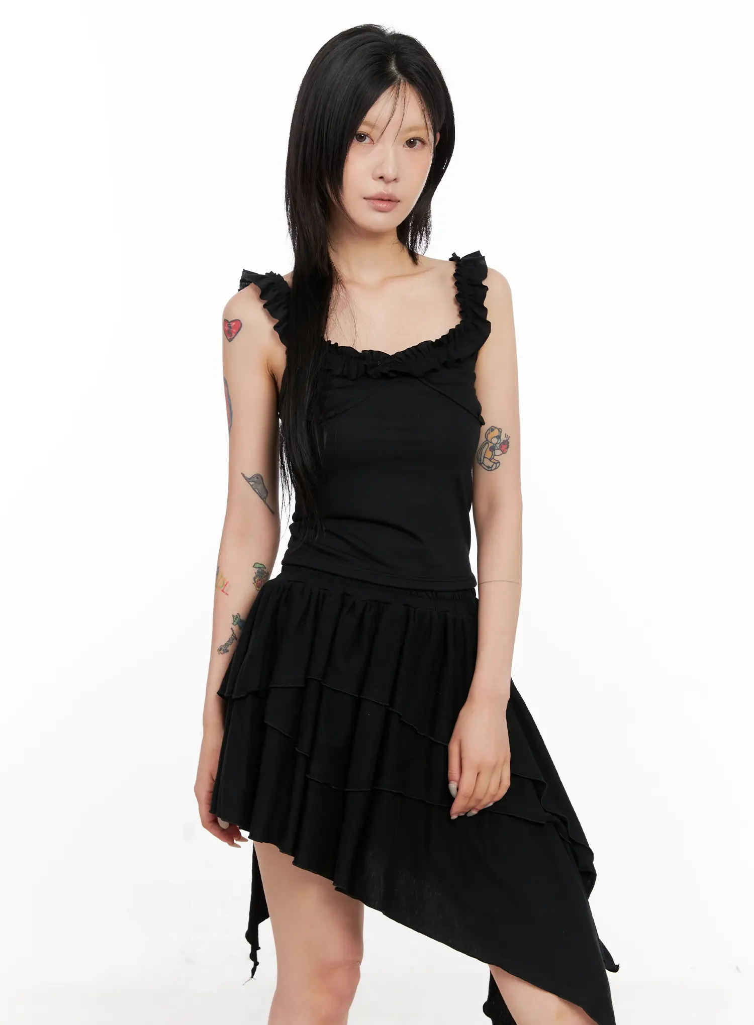 Asymmetric Ruffle Sleeveless Top CL528 - Image 2