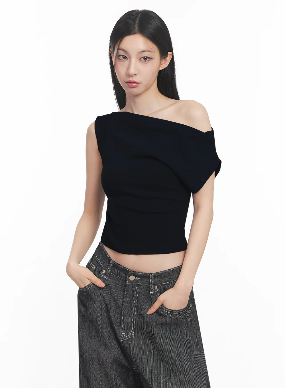 Asymmetric Short Sleeve Wrap Shirt IY516 - Image 15