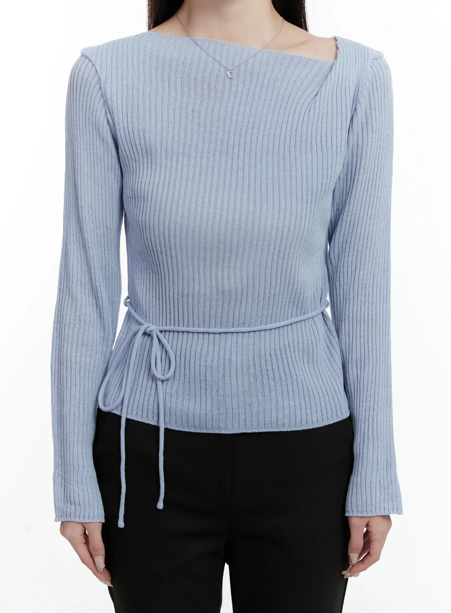 Asymmetrical Boat Neck Knit Top CD523 - Image 4