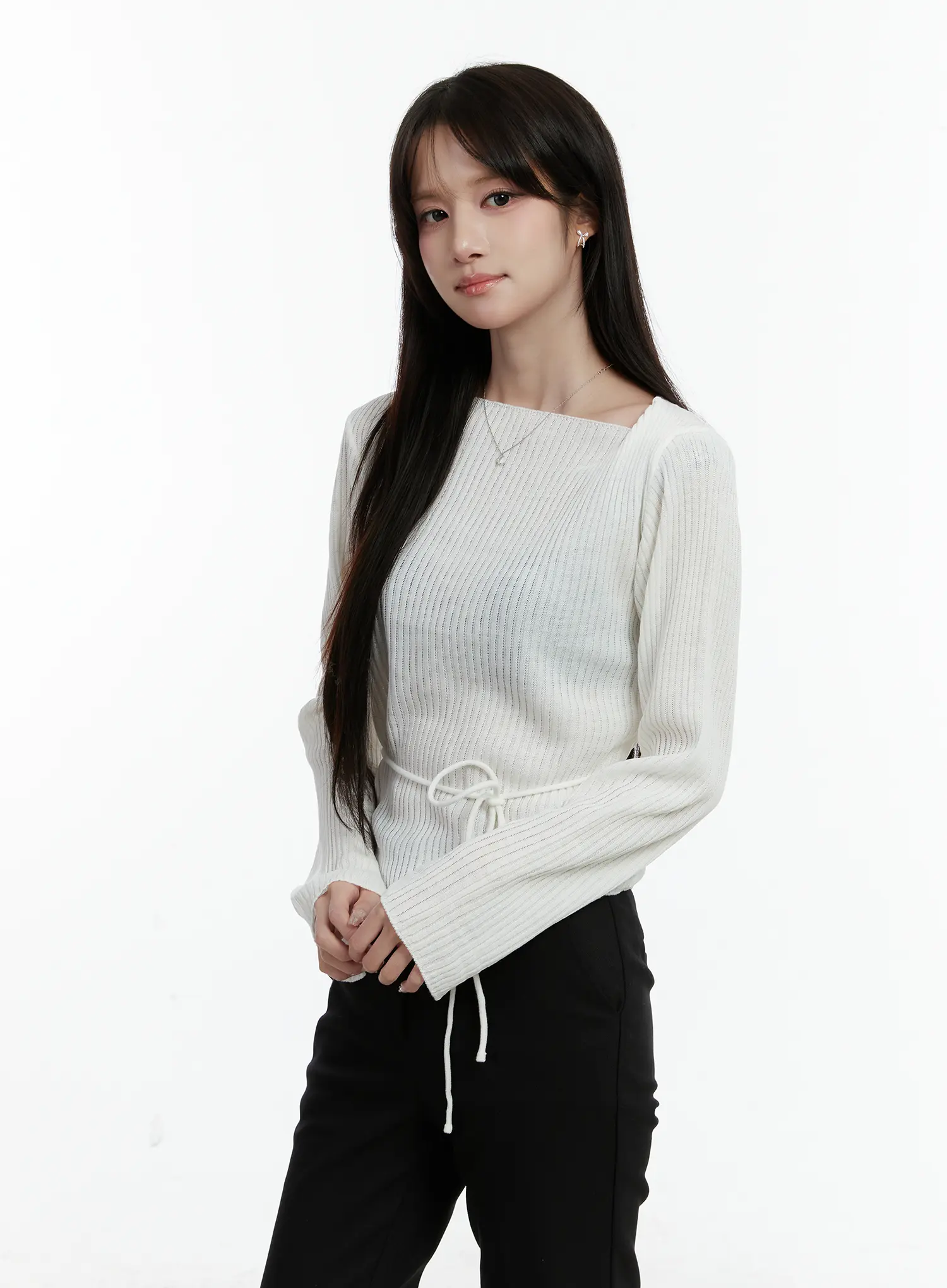 Asymmetrical Boat Neck Knit Top CD523 - Image 9