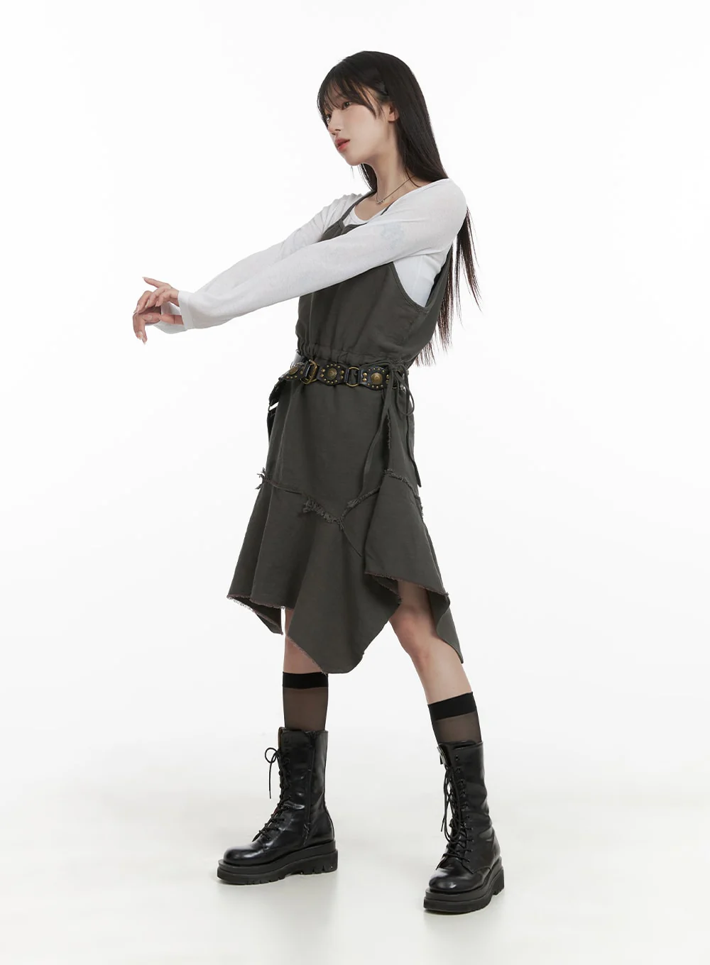 Asymmetrical Flare Sleeveless Dress CA404 - Image 2