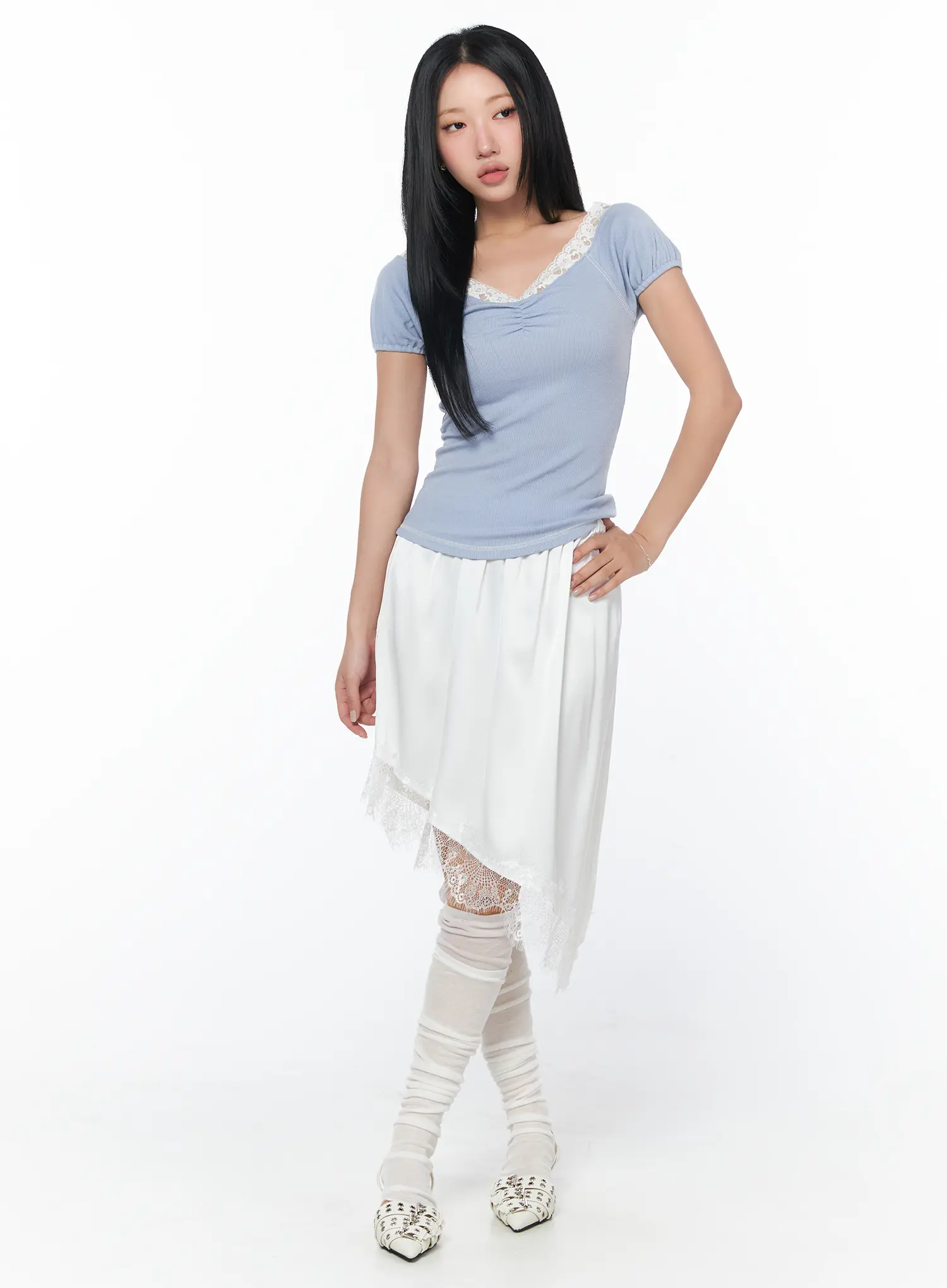 Asymmetrical Lace Midi Skirt CY512 - Image 6