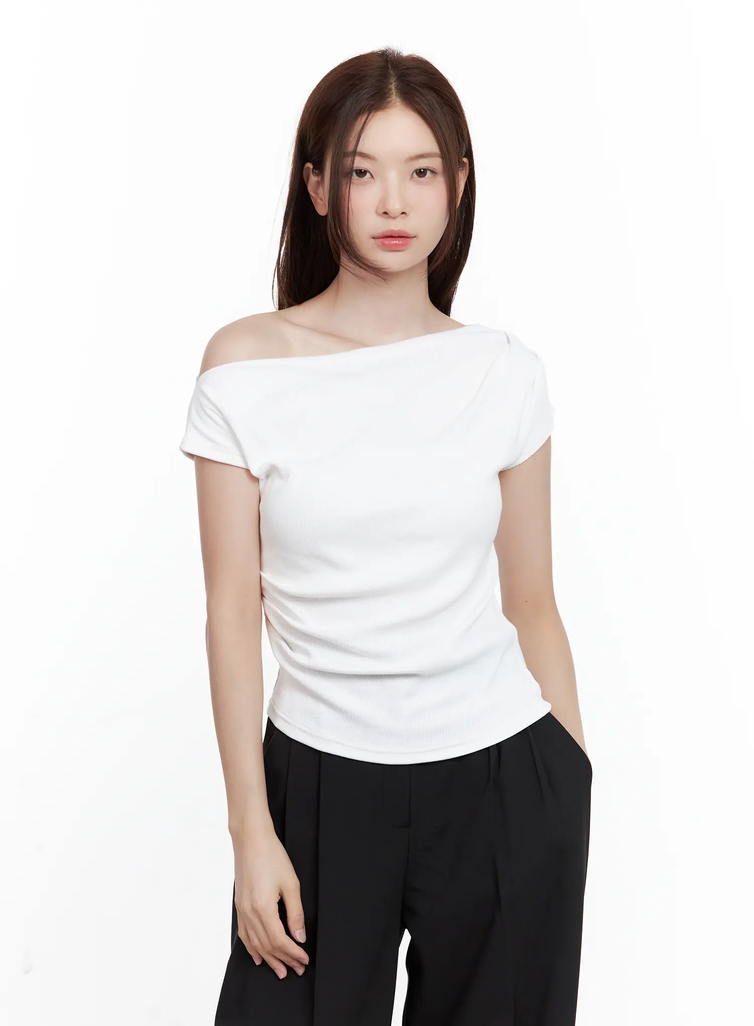 Asymmetrical Off-Shoulder Short-Sleeve Top CL502 - Image 10