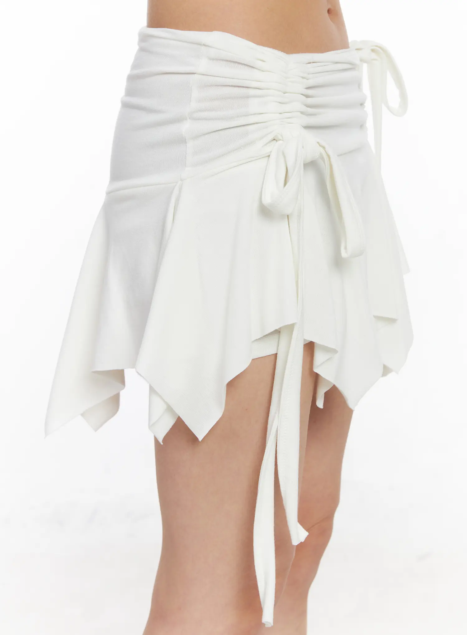 Asymmetrical Ruched Flared Mini Skirt CJ522 - Image 3